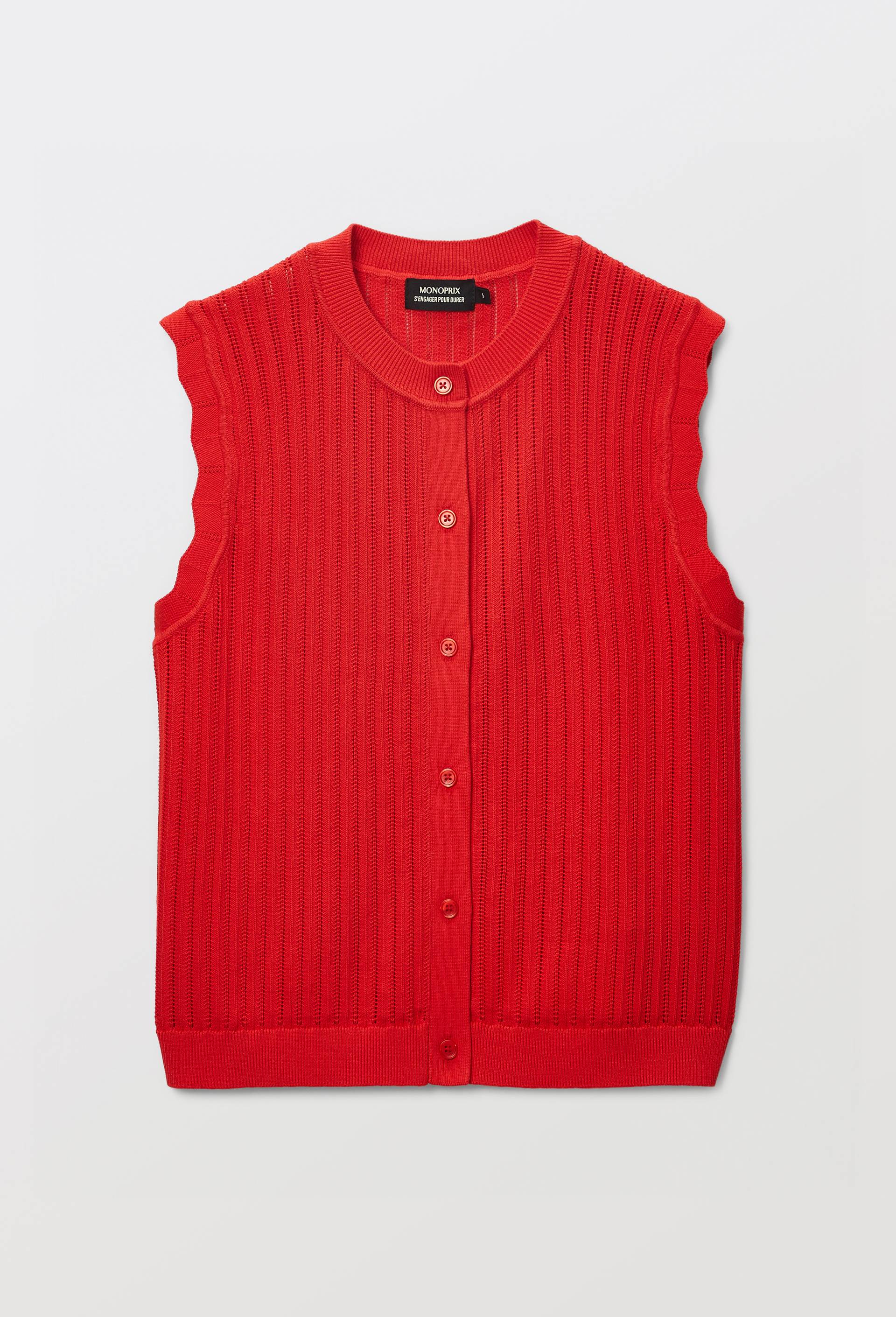 Gilet sans manche en coton lin, Rouge, large image number 2