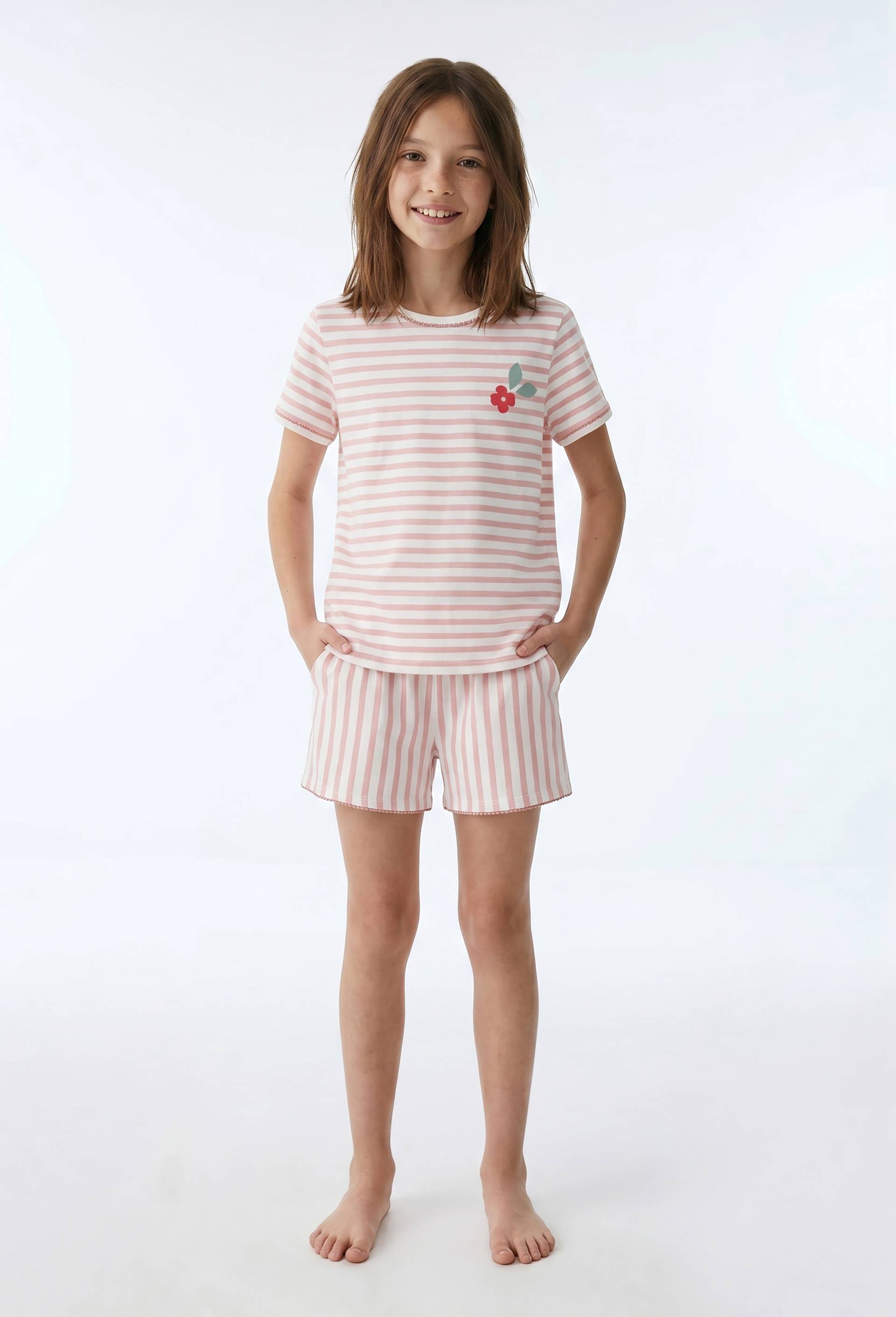 Lot de 2 pyjamas shorts imprim&eacute; en jersey coton BIO GOTS, Ecru, large image number 2.0