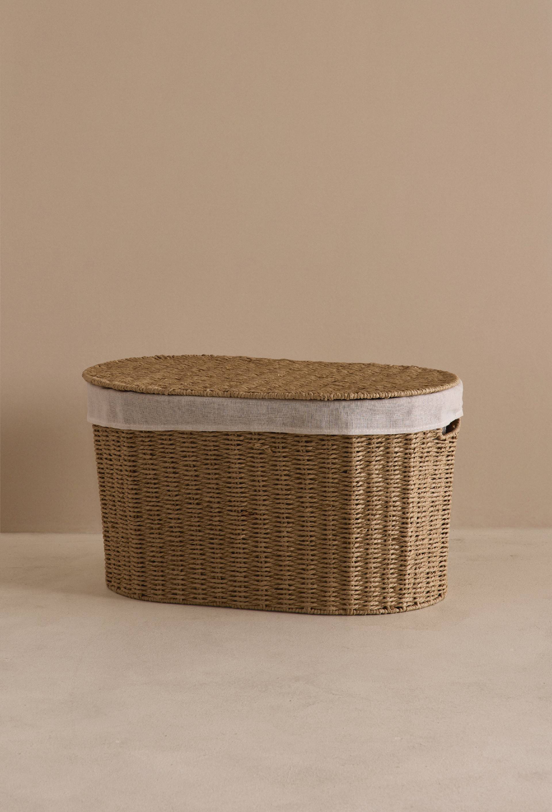 Panier oval,52x30x30cm, en papier, Beige clair, large image number 0