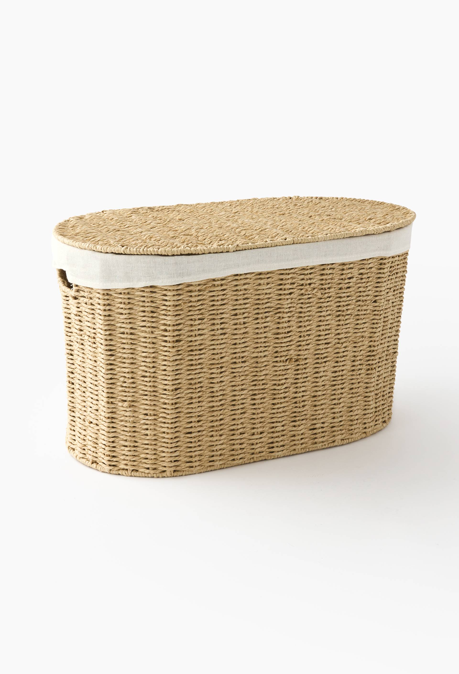 Panier oval,52x30x30cm, en papier, Beige clair, large image number 1
