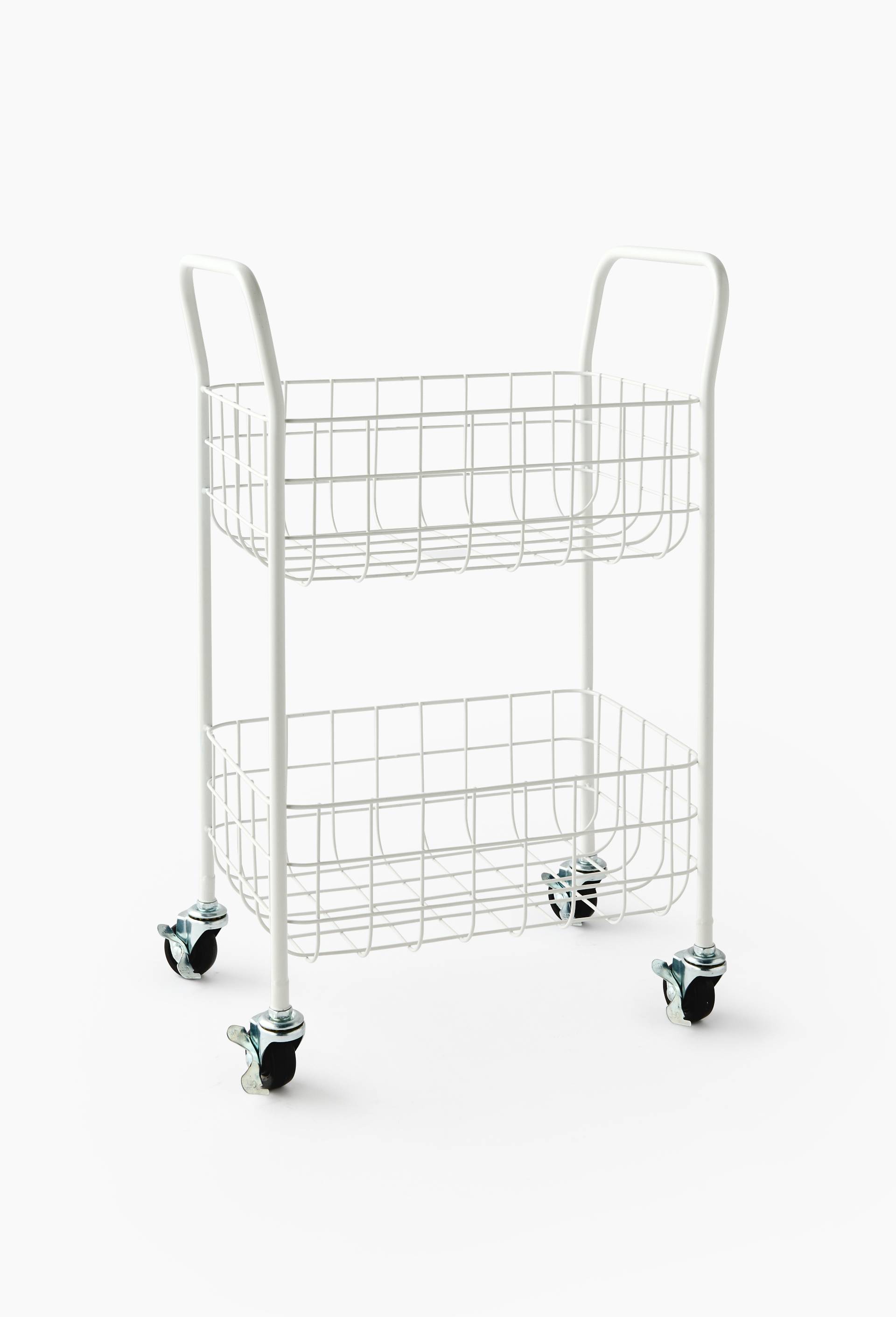 Etag&egrave;re &agrave; roulettes, 33,5x20xH52cm, en m&eacute;tal, Blanc, large image number 0