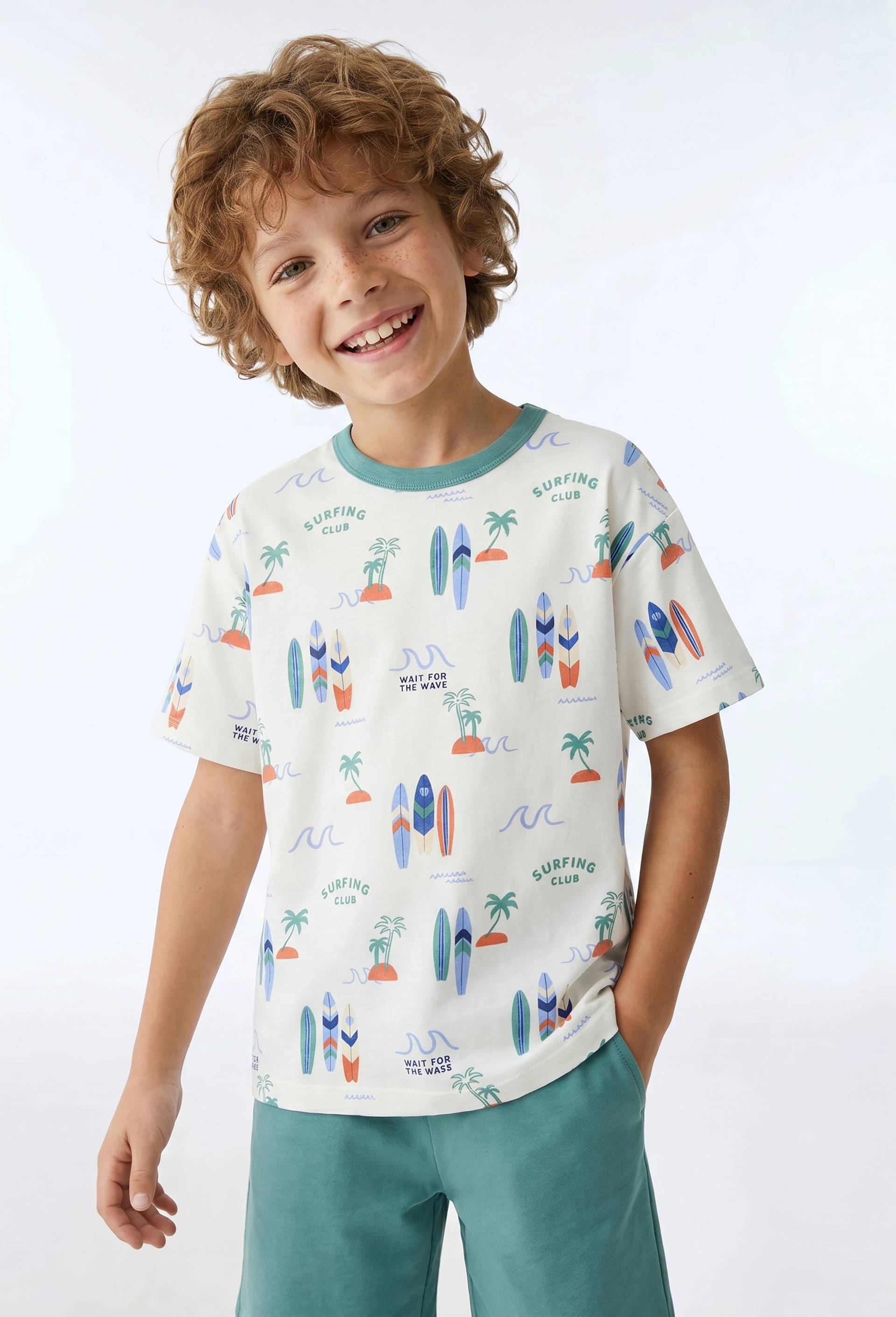 Pyjama short imprim&eacute; en jersey coton BIO GOTS, Vert, large image number 0.0