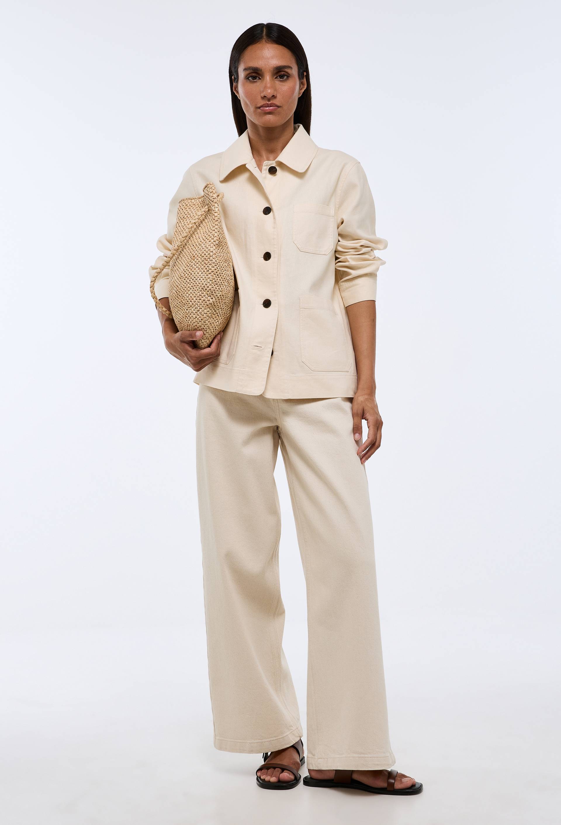Veste courte contenant du lin, Beige clair, large image number 1