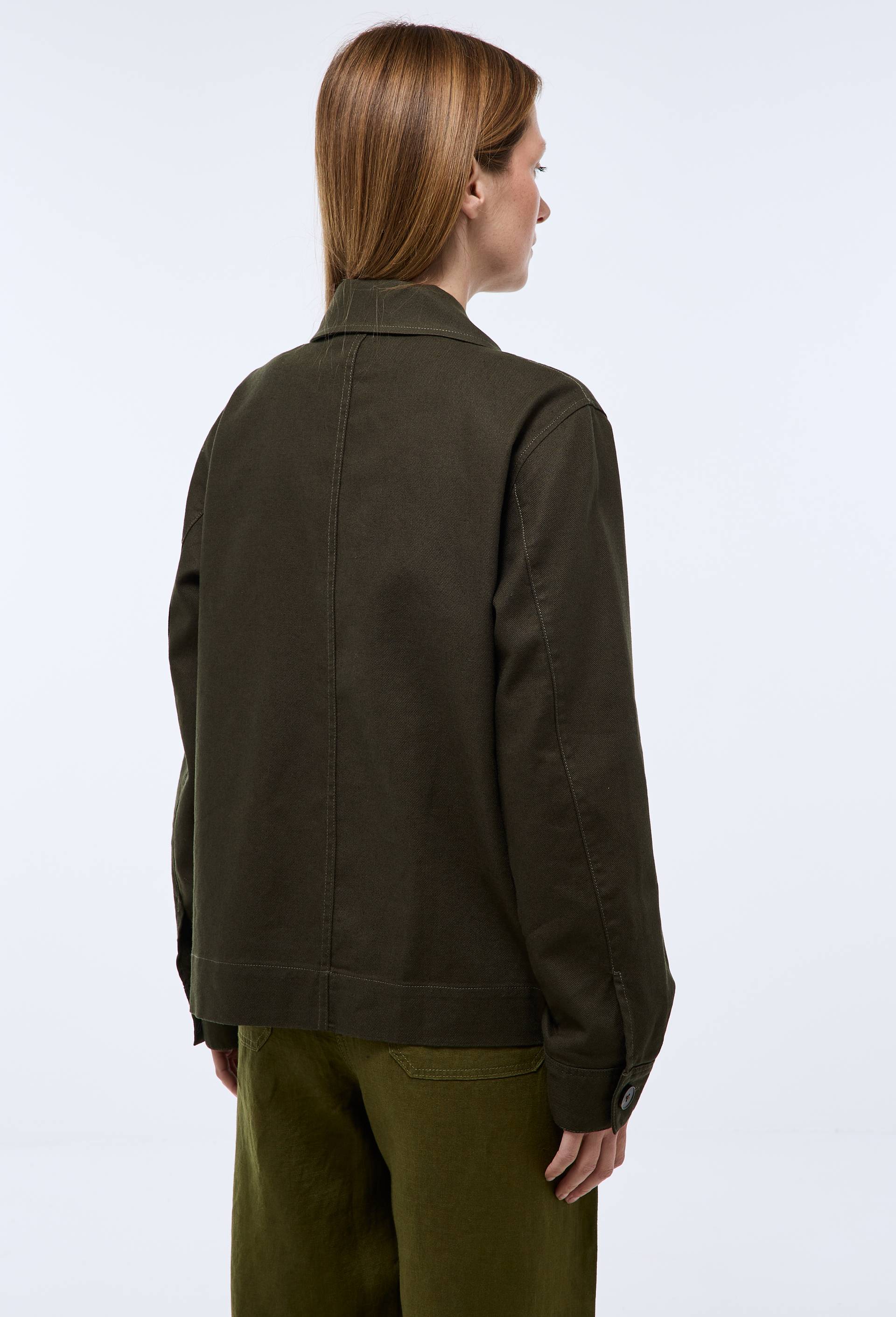 Veste courte contenant du lin, Vert fonc&eacute;, large image number 1