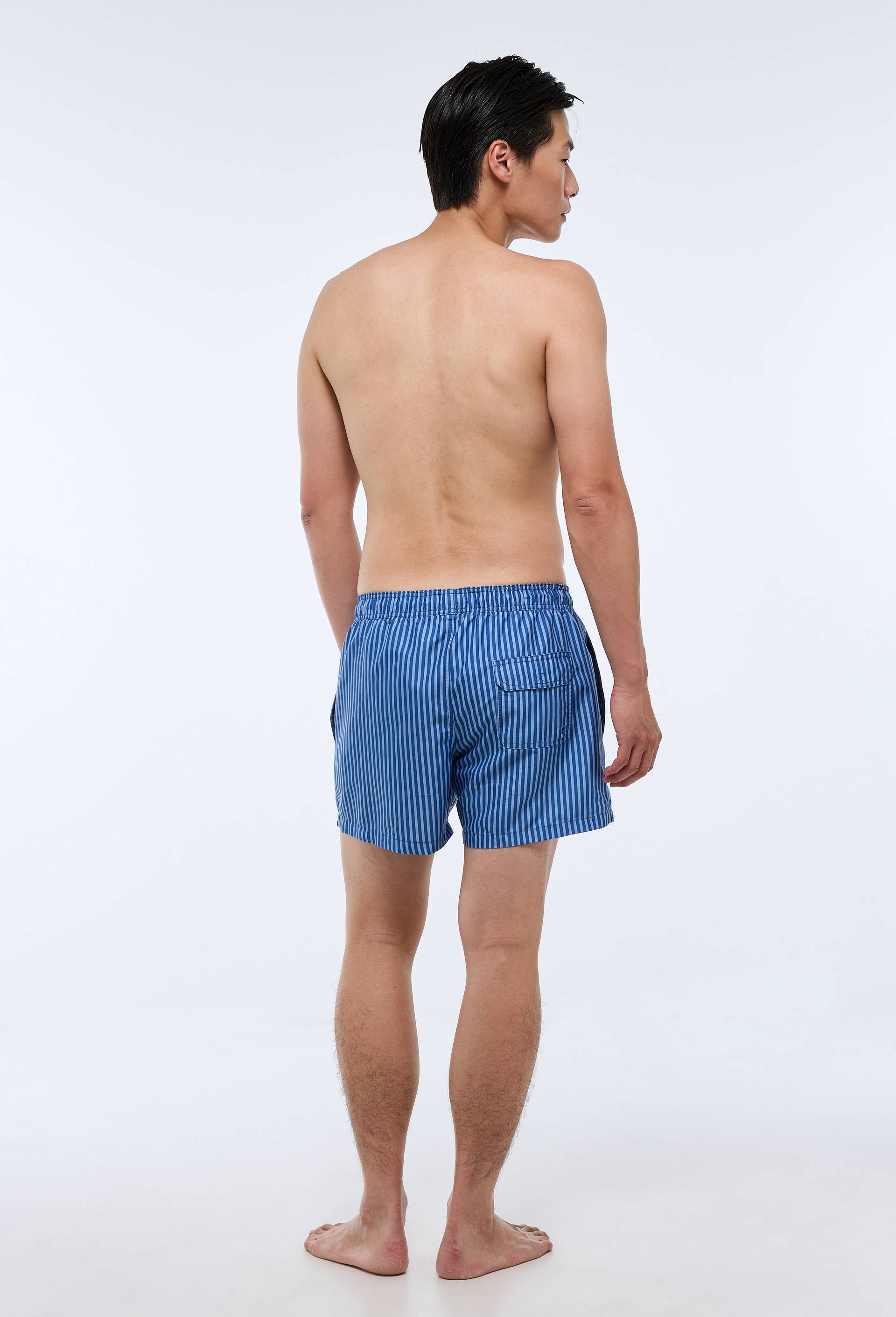 Short de bain &agrave; rayures en polyester recycl&eacute;, Bleu, large image number 1