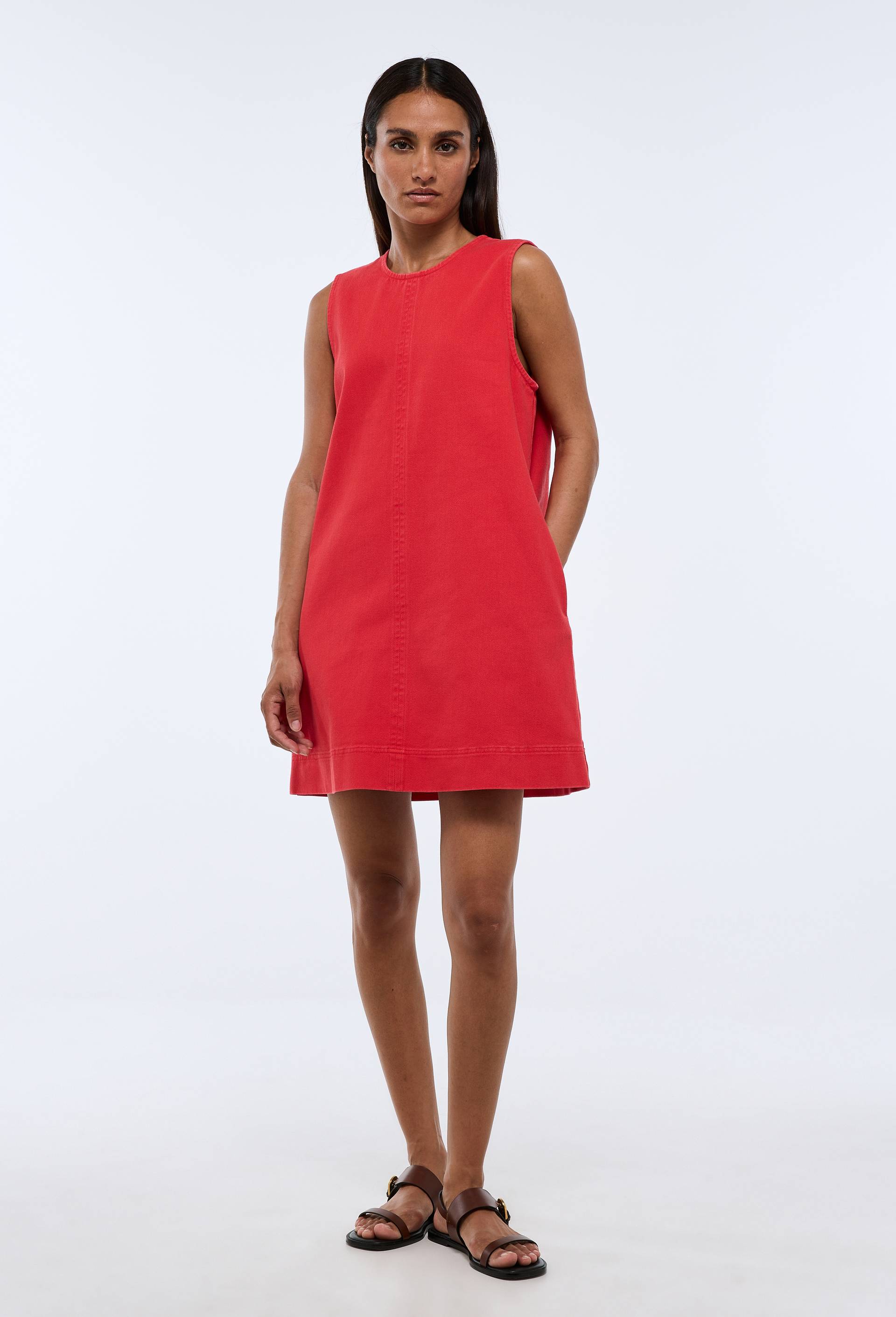 Robe courte en denim en coton BIO GOTS, Rouge, large image number 0.0