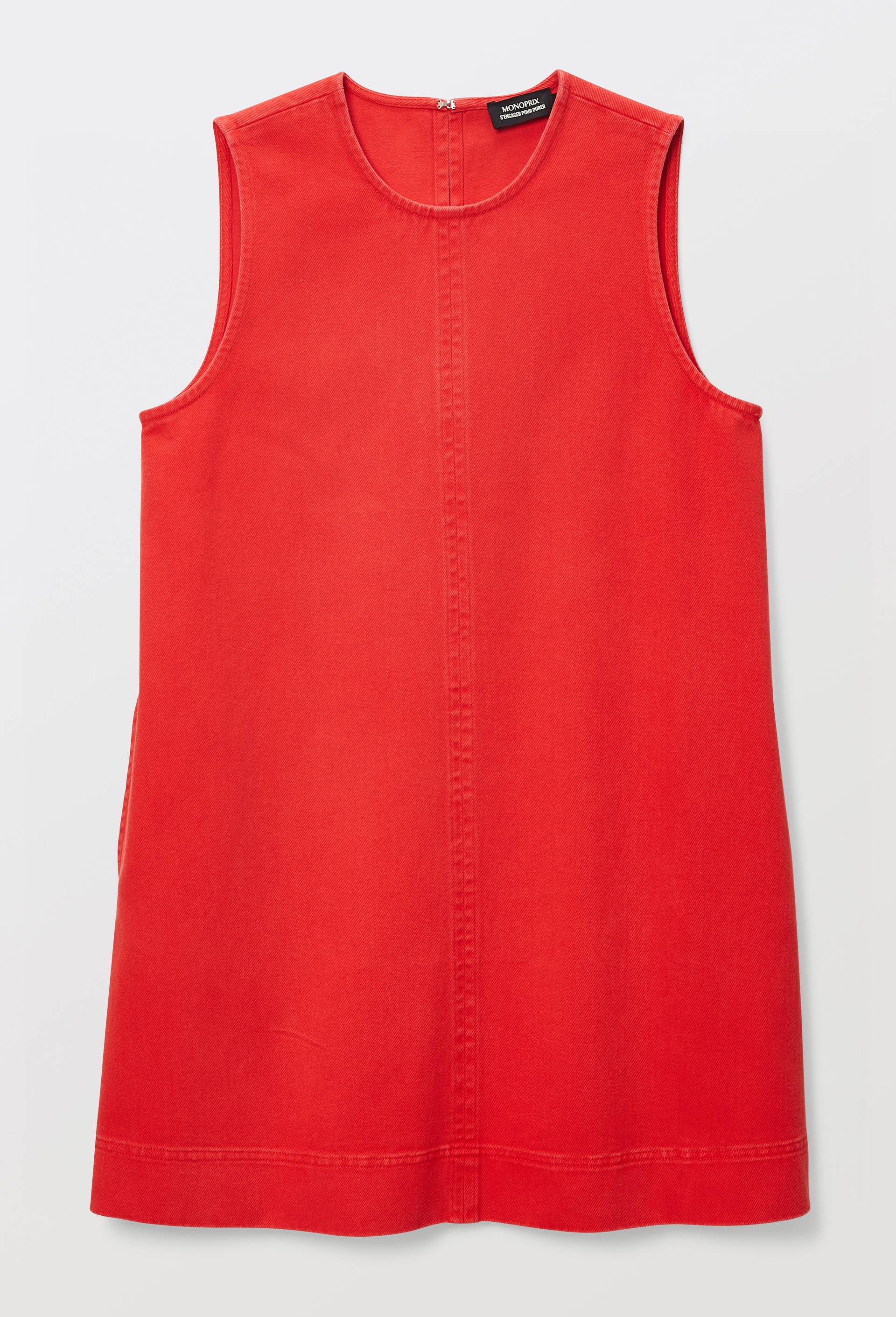 Robe courte en denim en coton BIO GOTS, Rouge, large image number 2.0