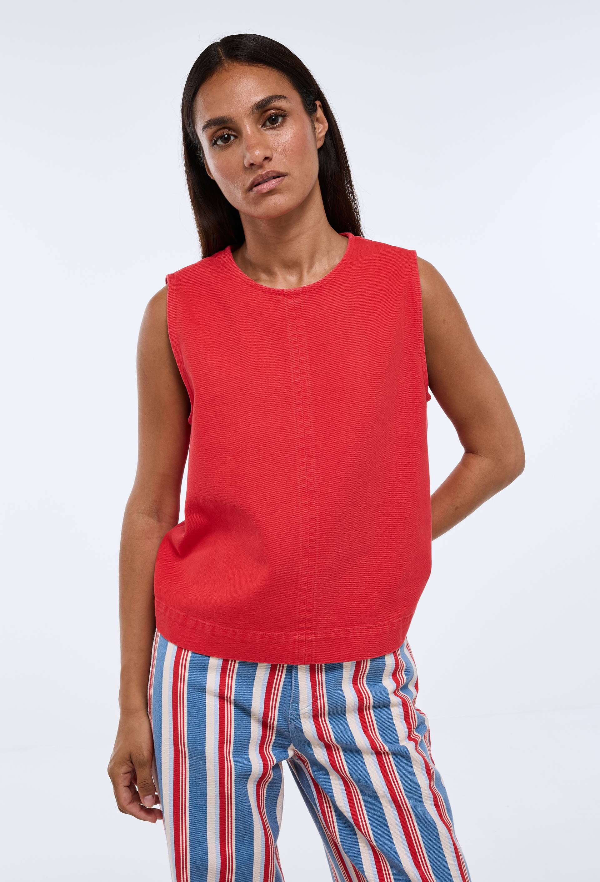 Top sans manches uni en coton BIO GOTS, Rouge, large image number 0
