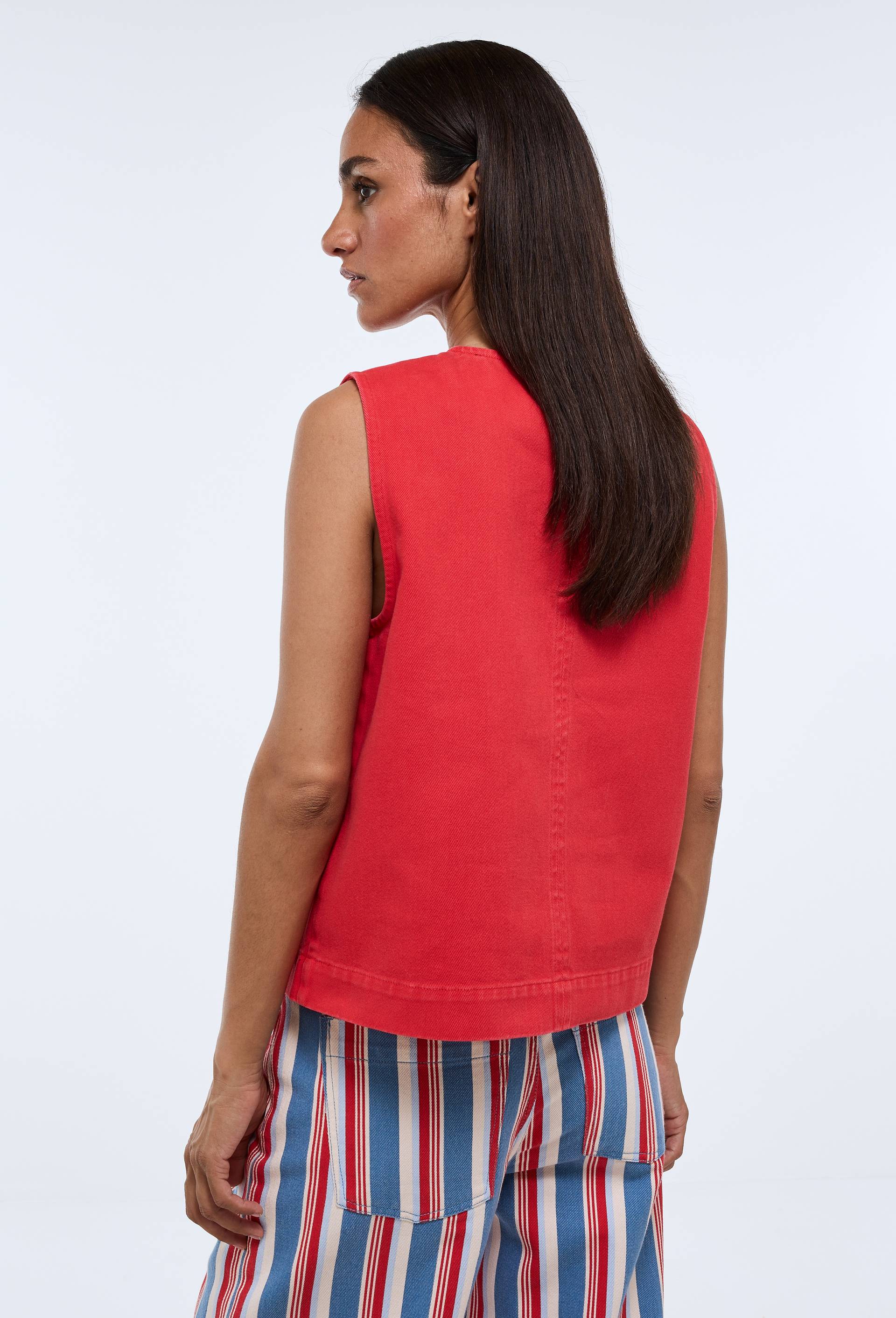 Top sans manches uni en coton BIO GOTS, Rouge, large image number 1