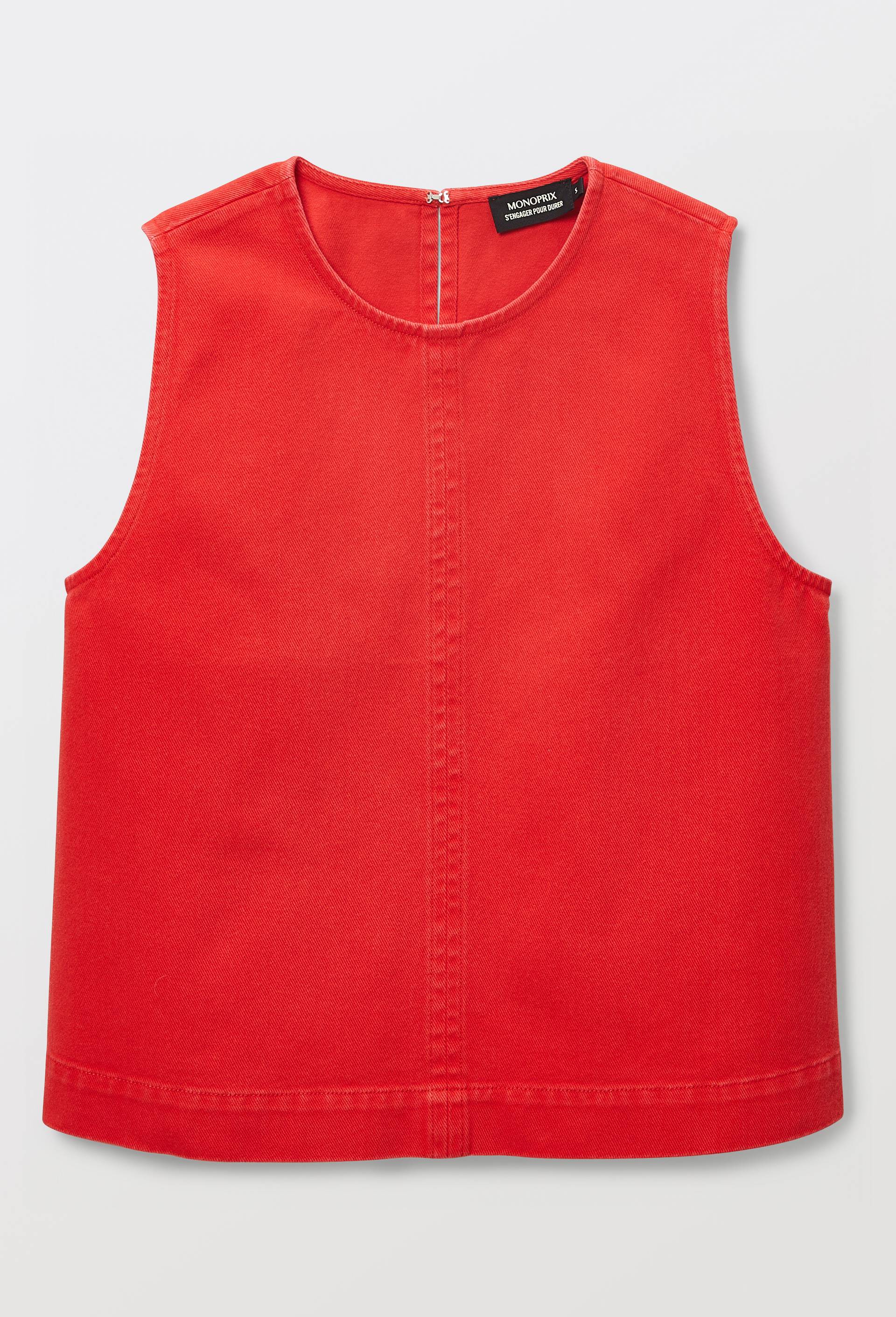 Top sans manches uni en coton BIO GOTS, Rouge, large image number 2