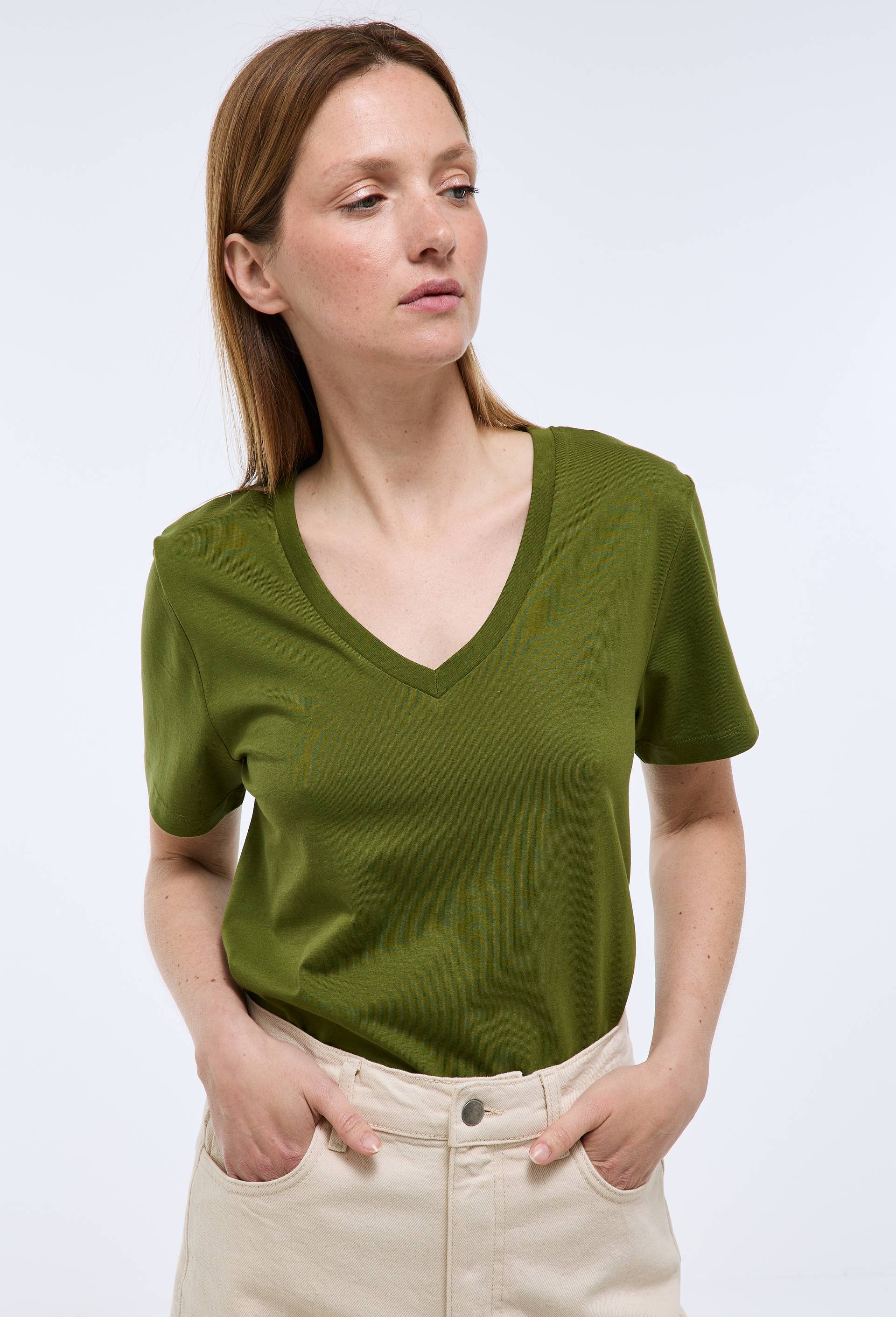 T-shirt manches courtes uni en coton BIO GOTS, Vert fonc&eacute;, large image number 0.0