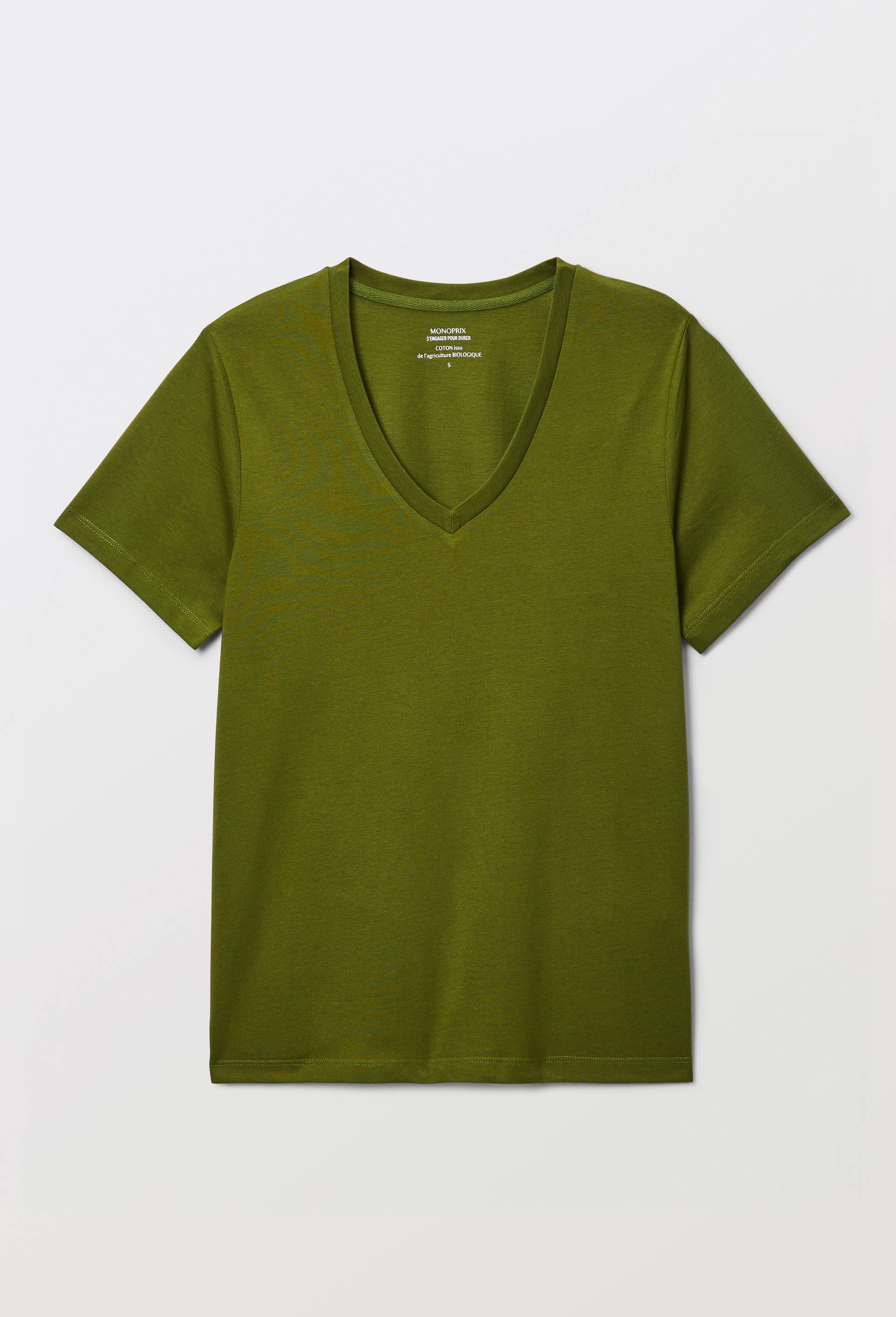 T-shirt manches courtes uni en coton BIO GOTS, Vert fonc&eacute;, large image number 2