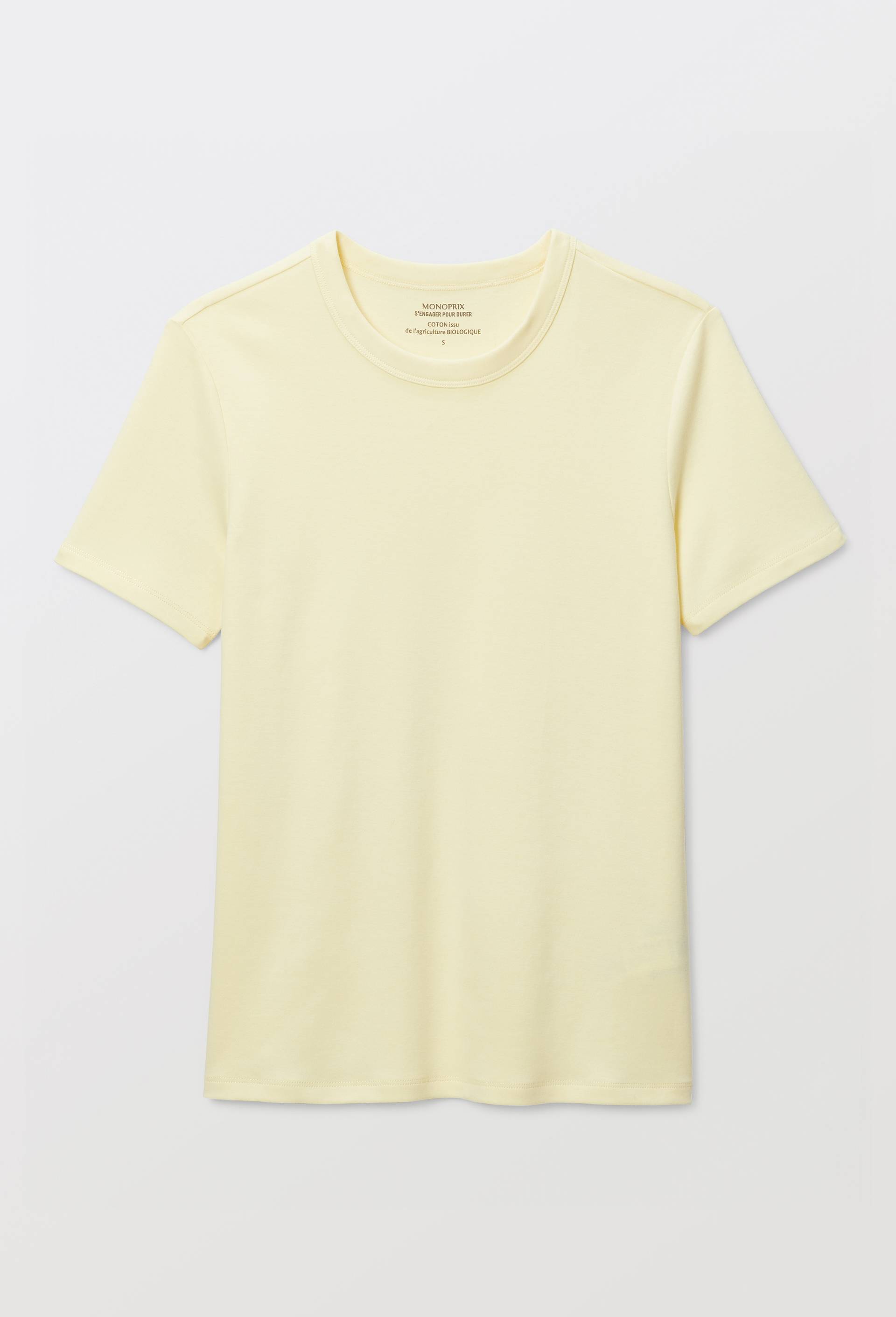 T-shirt manches courtes &eacute;pais en coton BIO GOTS, Jaune clair, large image number 2