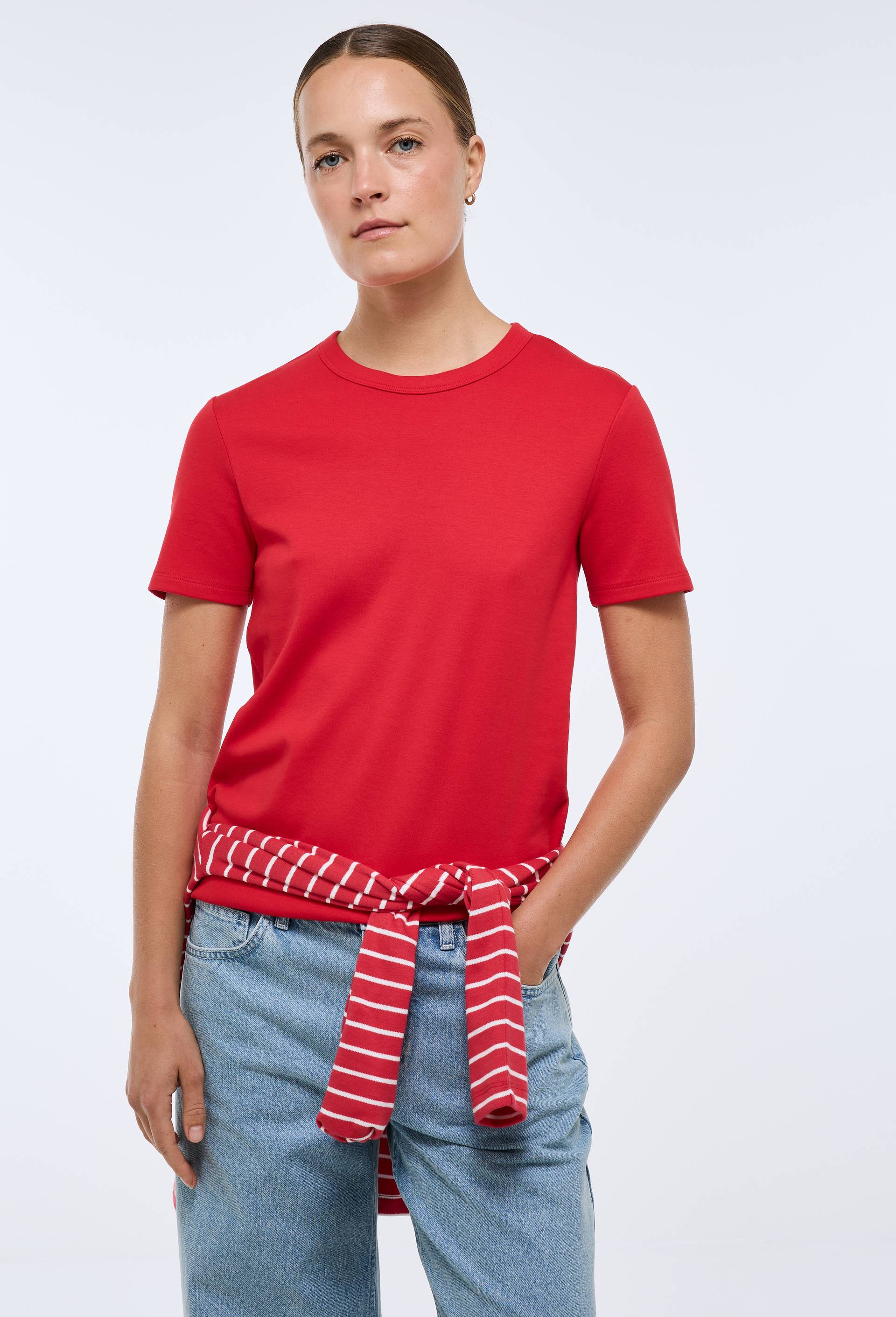 T-shirt manches courtes &eacute;pais en coton BIO GOTS, Rouge, swatch image