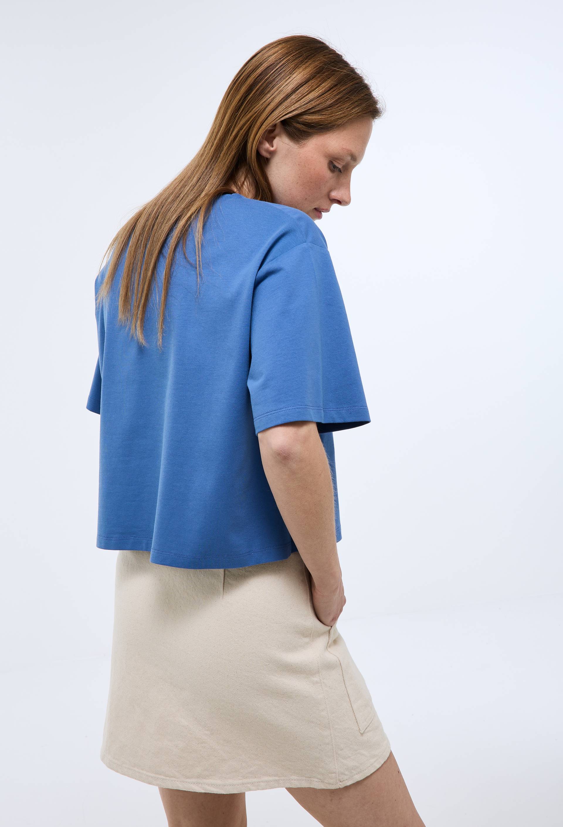 T-shirt court uni en coton BIO GOTS, Bleu, large image number 1