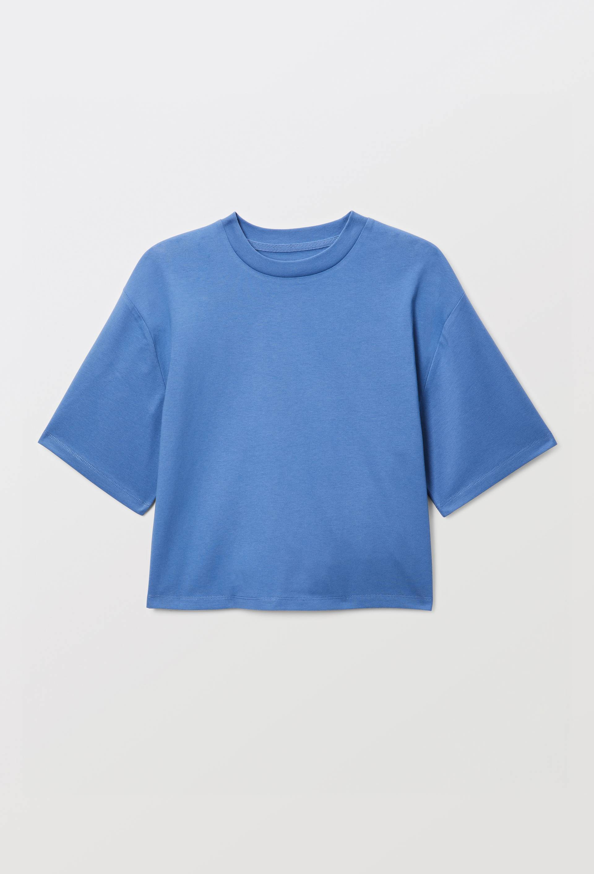 T-shirt court uni en coton BIO GOTS, Bleu, large image number 2.0