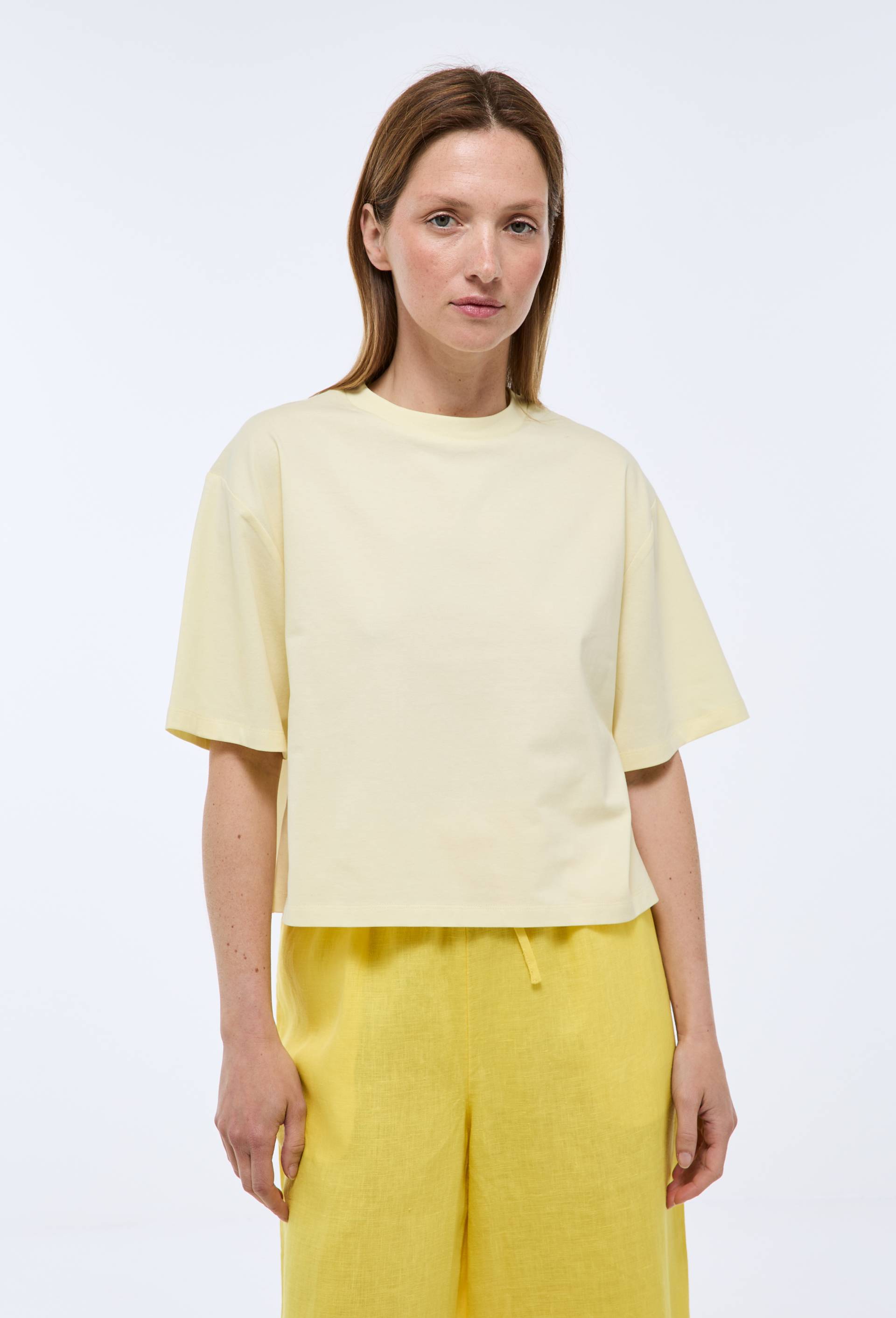 T-shirt court uni en coton BIO GOTS, Jaune clair, large image number 0