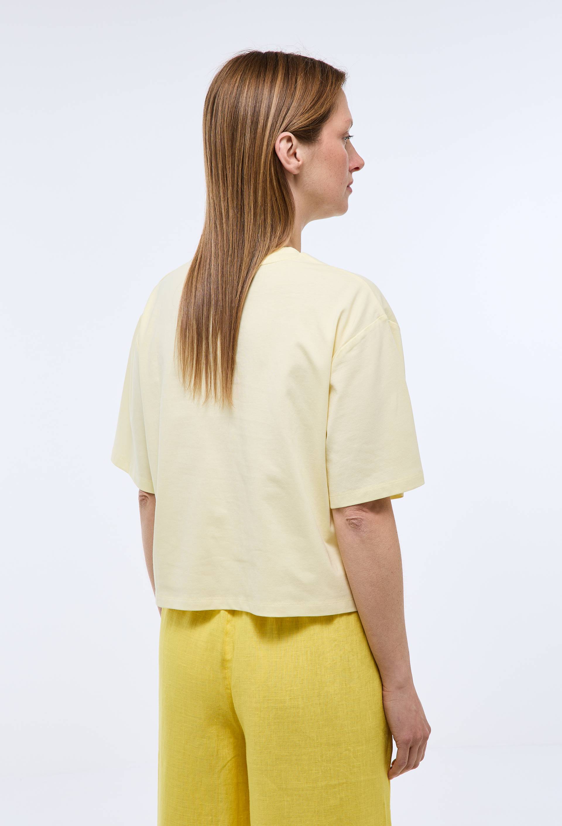 T-shirt court uni en coton BIO GOTS, Jaune clair, large image number 1