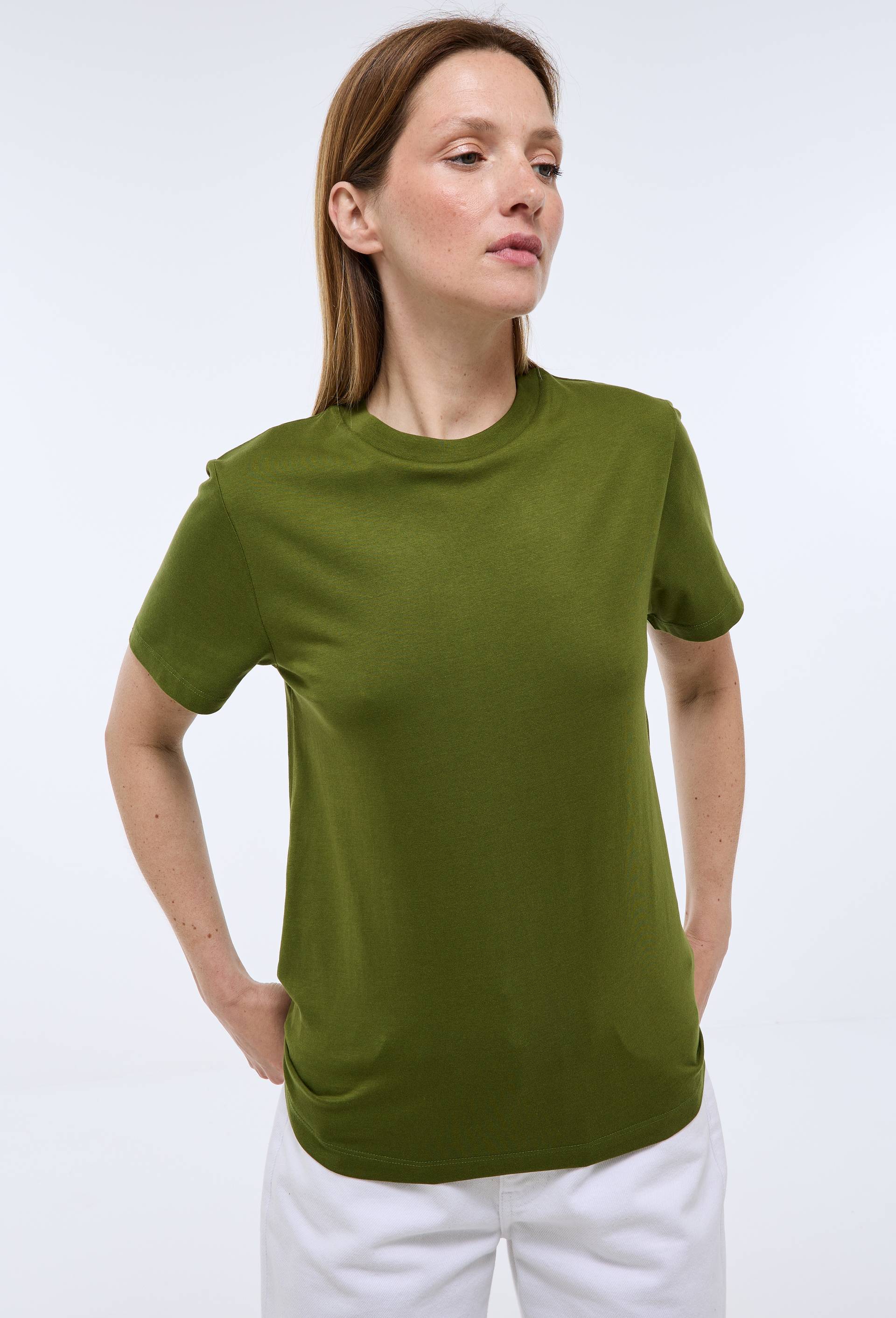 T-shirt manches courtes uni en coton BIO GOTS, Vert fonc&eacute;, large image number 0.0