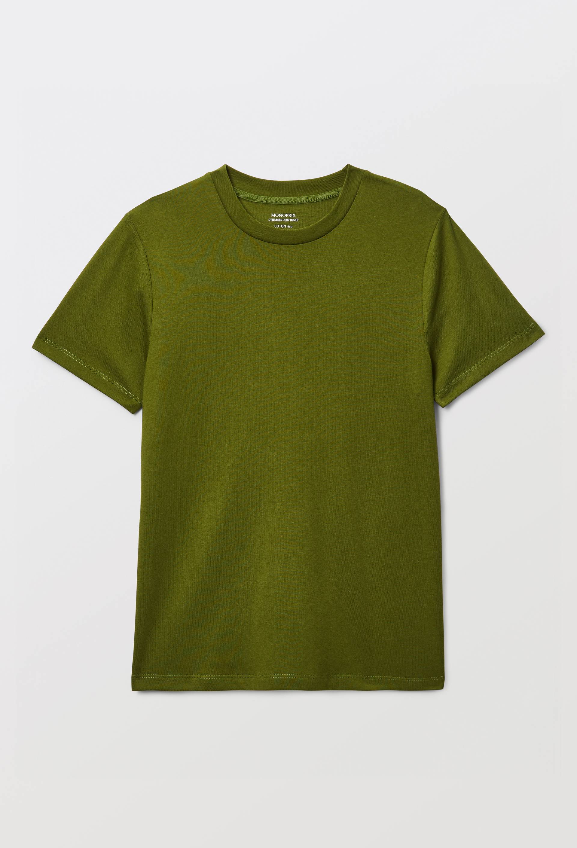 T-shirt manches courtes uni en coton BIO GOTS, Vert fonc&eacute;, large image number 2