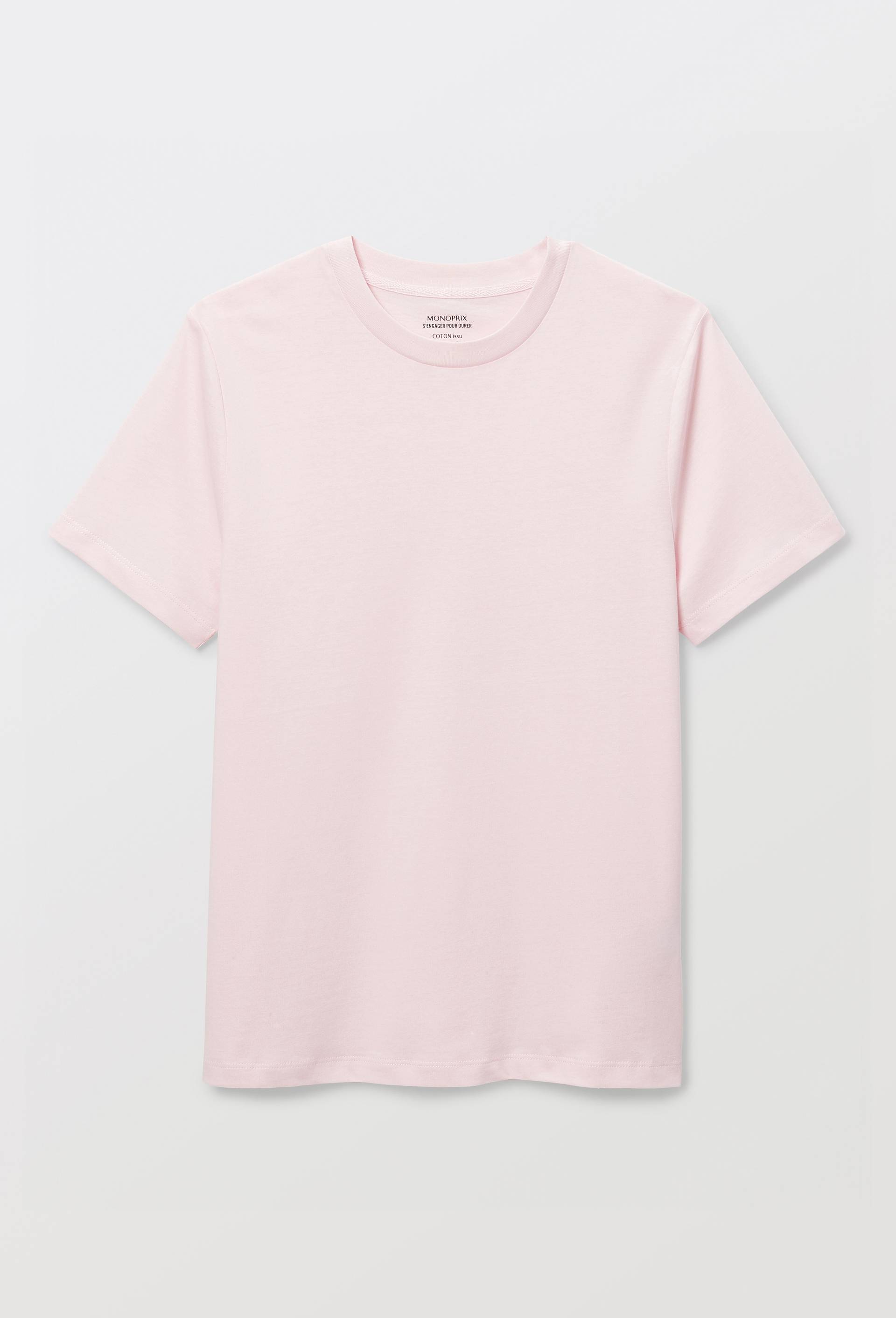T-shirt manches courtes uni en coton BIO GOTS, Rose, large image number 2