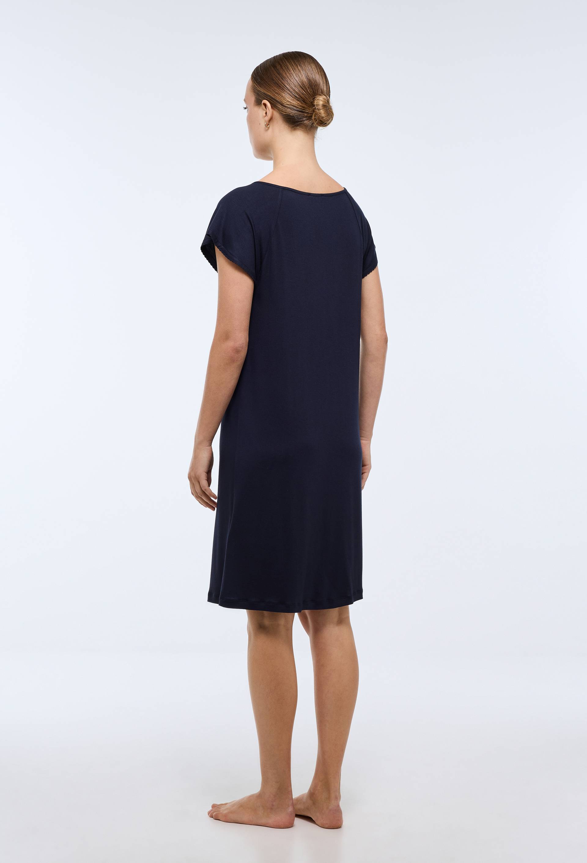 Chemise de nuit manches courtes en viscose, Ecovero, Bleu fonc&eacute;, large image number 1