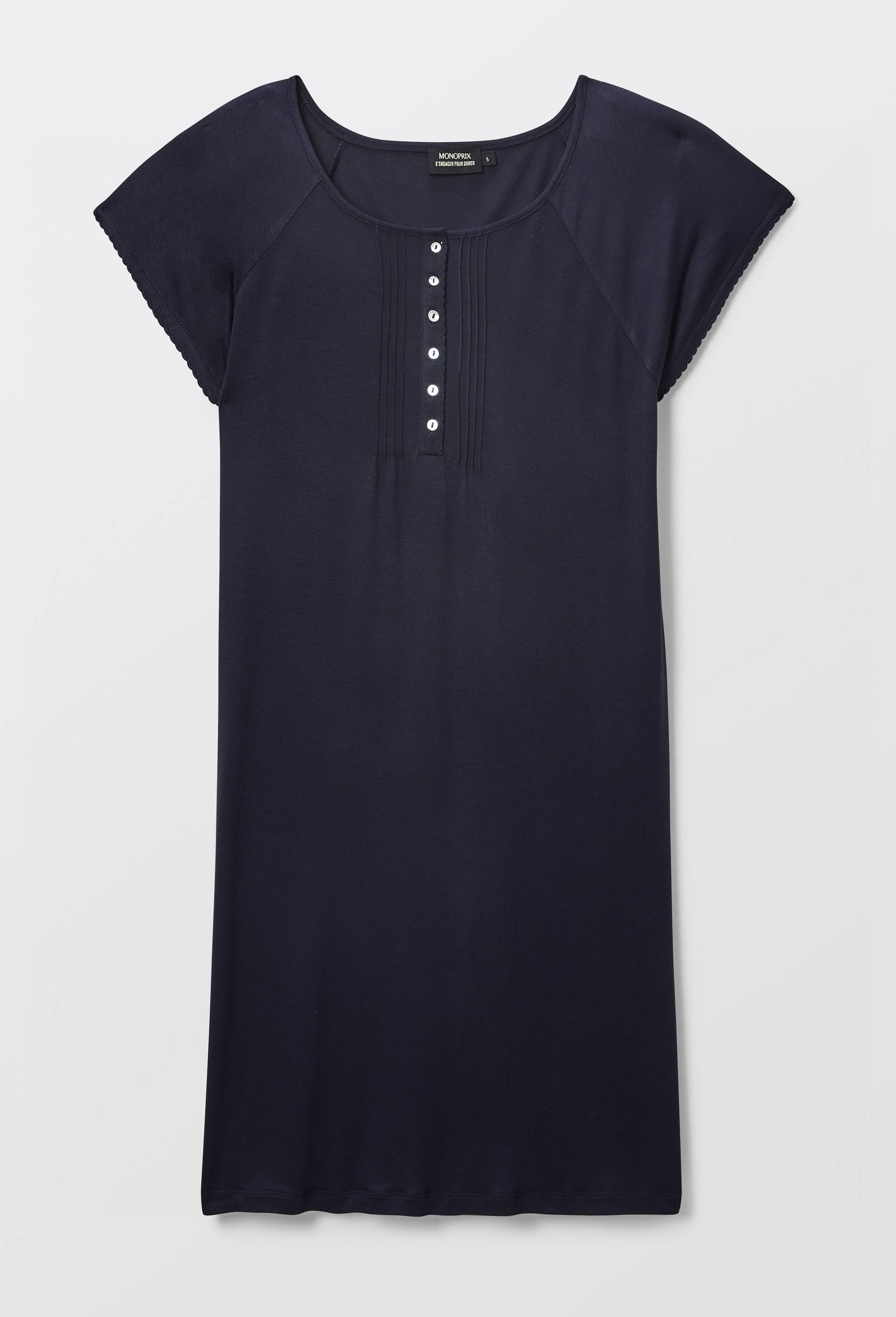 Chemise de nuit manches courtes en viscose, Ecovero, Bleu fonc&eacute;, large image number 2