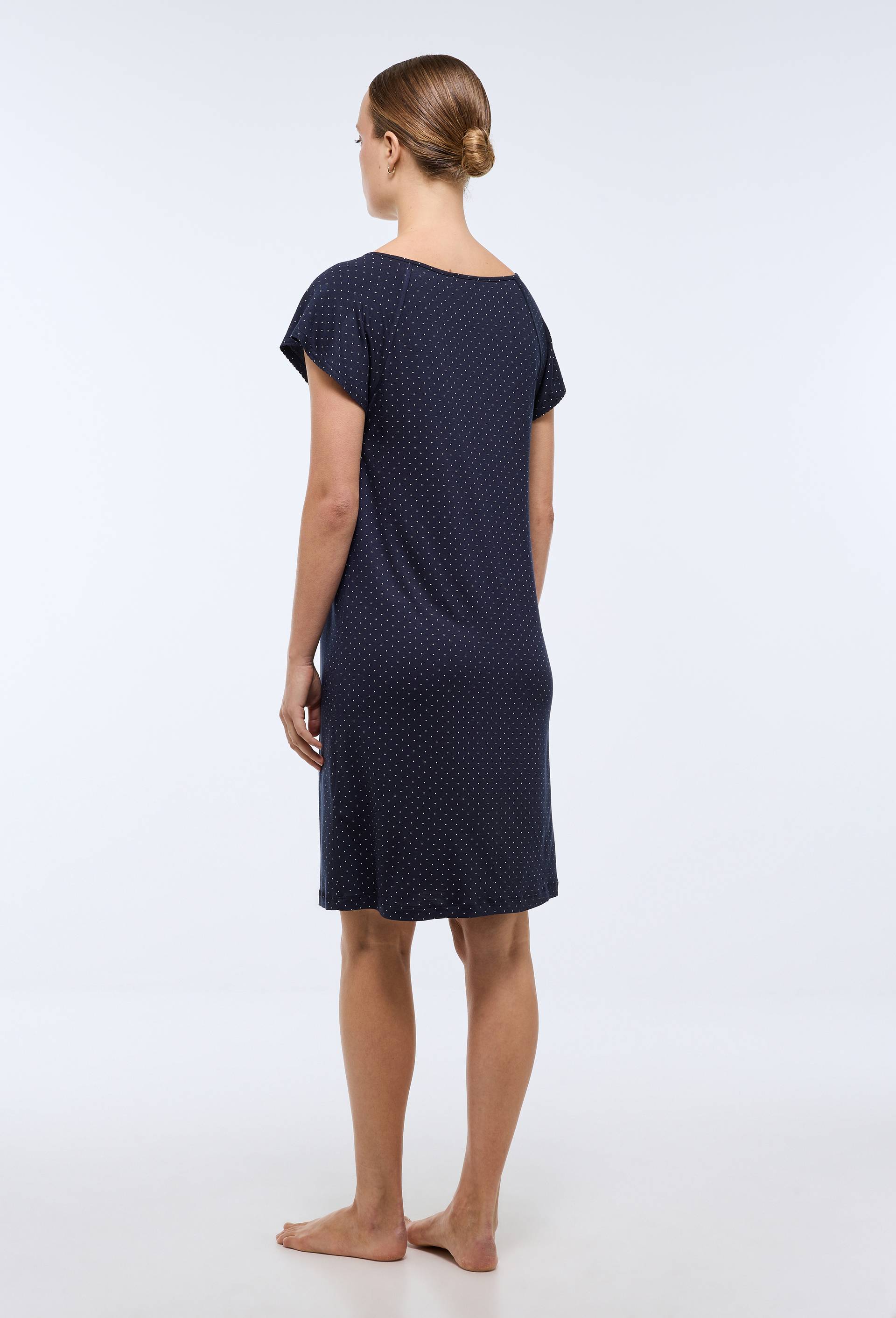 Chemise de nuit manches courtes en viscose, Ecovero, Bleu fonc&eacute;, large image number 1.0