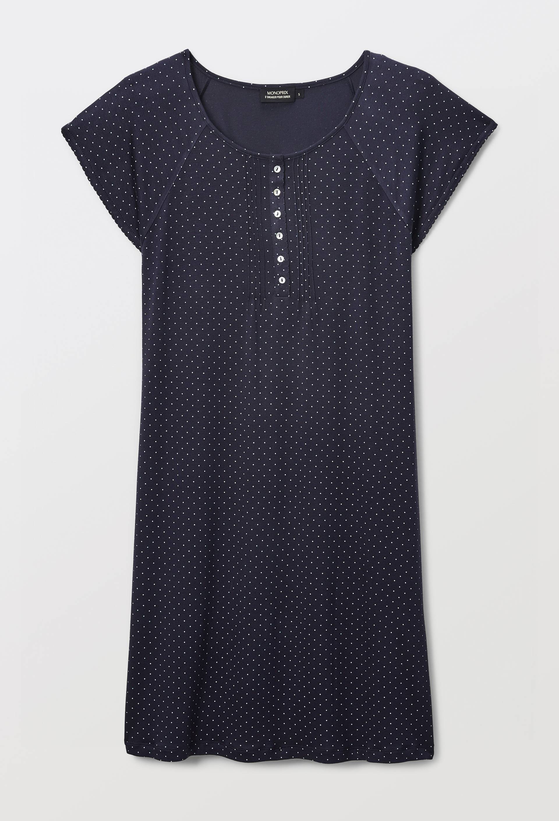 Chemise de nuit manches courtes en viscose, Ecovero, Bleu fonc&eacute;, large image number 2.0
