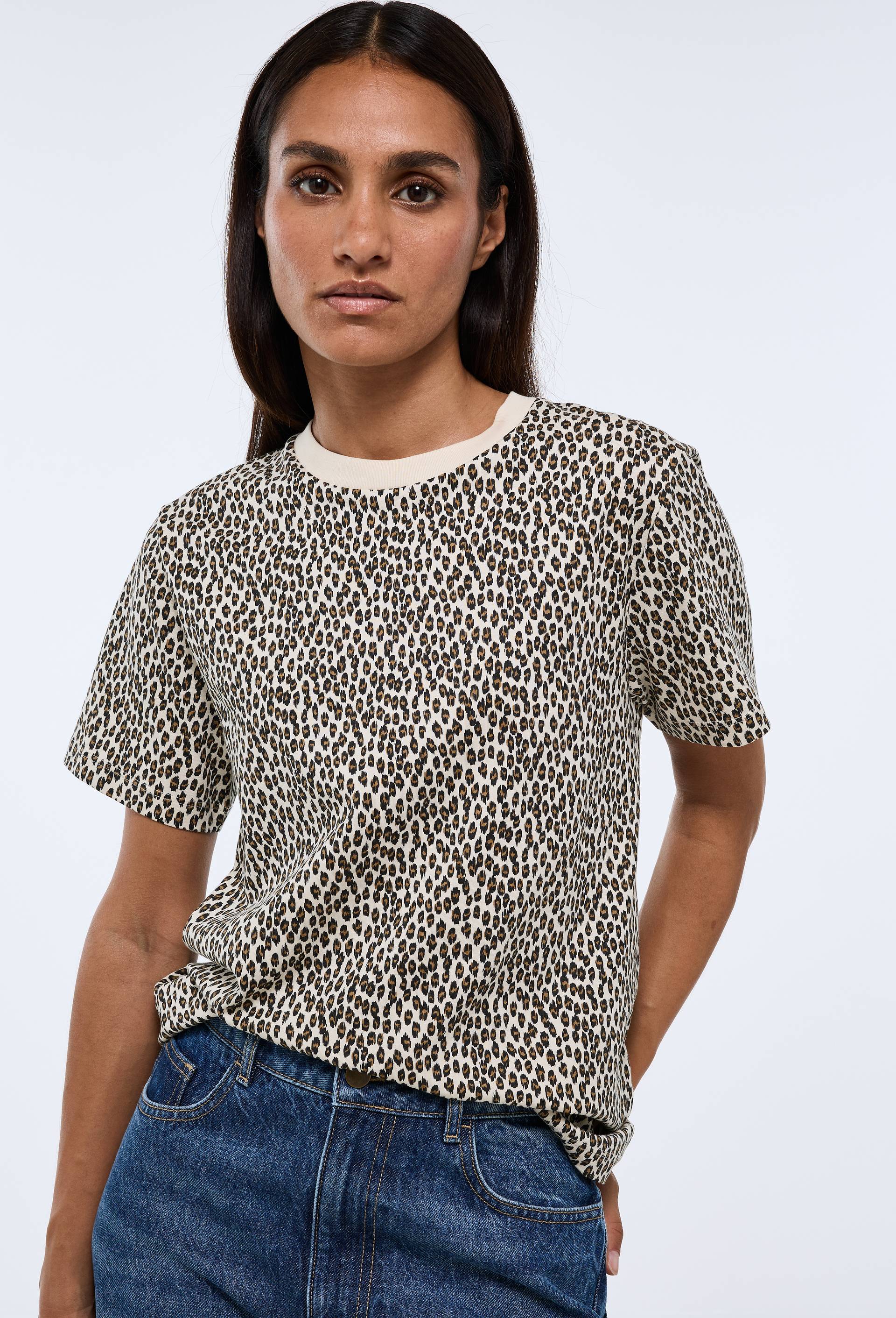T-shirt manches courtes imprim&eacute; en coton BIO GOTS, Beige clair, large image number 0