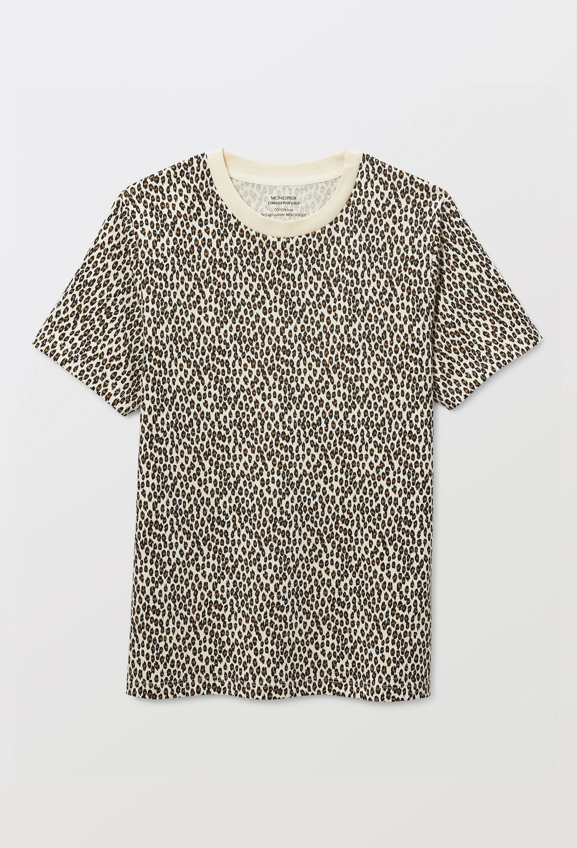 T-shirt manches courtes imprim&eacute; en coton BIO GOTS, Beige clair, large image number 2.0
