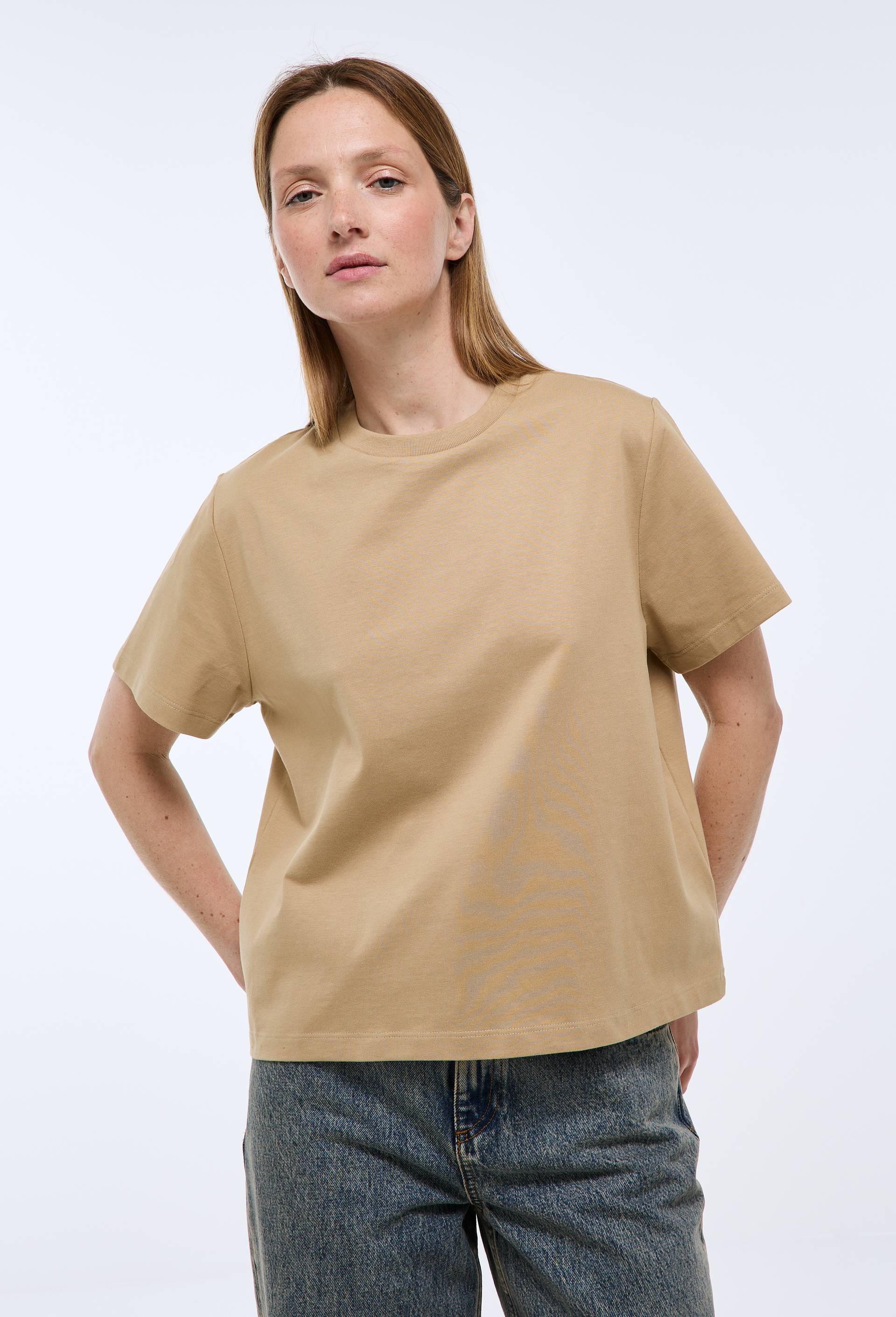 T-shirt manches courtes uni en coton BIO GOTS, Ecru, large image number 0