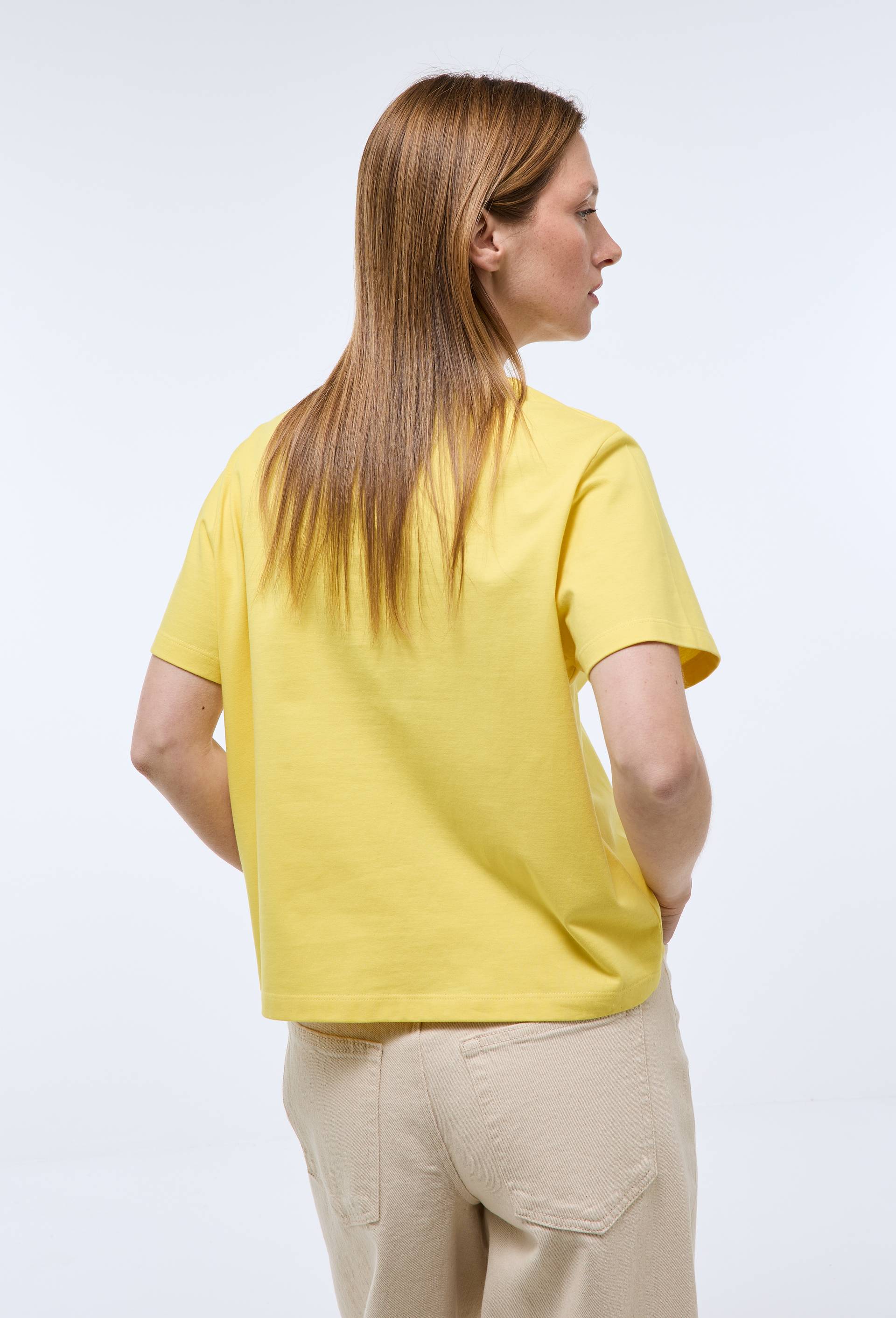 T-shirt manches courtes uni en coton BIO GOTS, Jaune, large image number 1.0