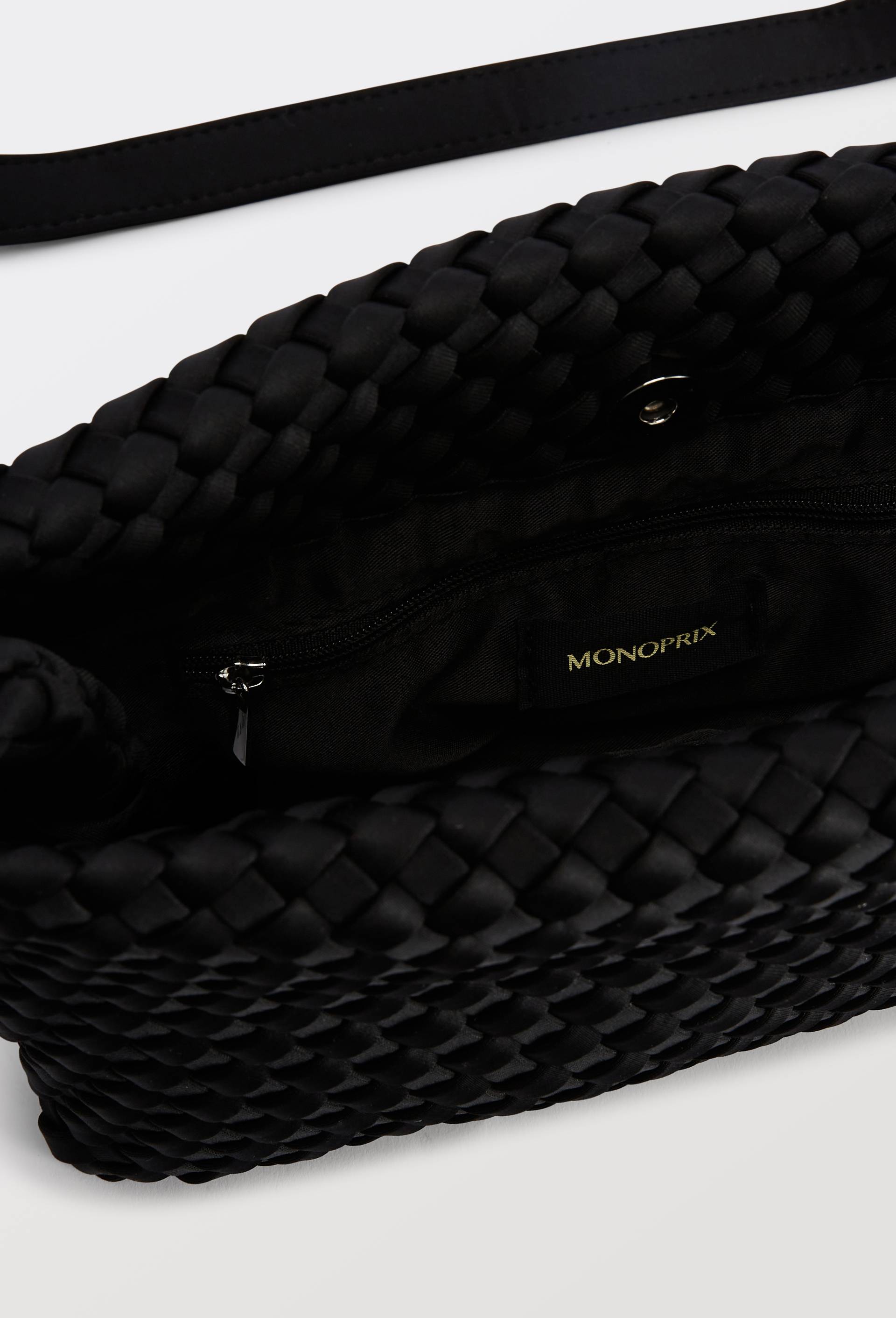 Sac port&eacute;-&eacute;paule tress&eacute;, Noir, large image number 3