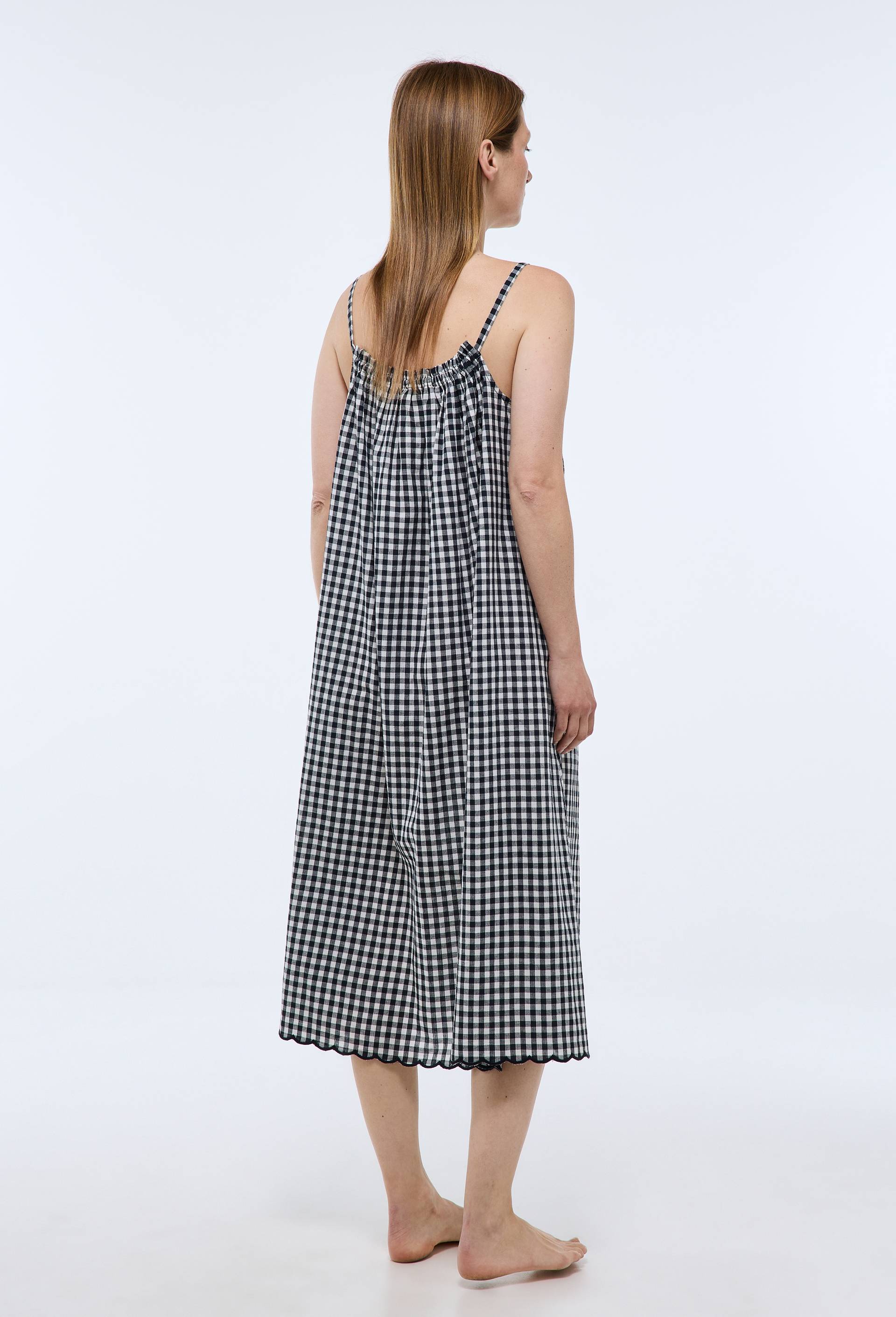 Chemise de nuit vichy en coton bio GOTS, Bleu fonc&eacute;, large image number 1.0