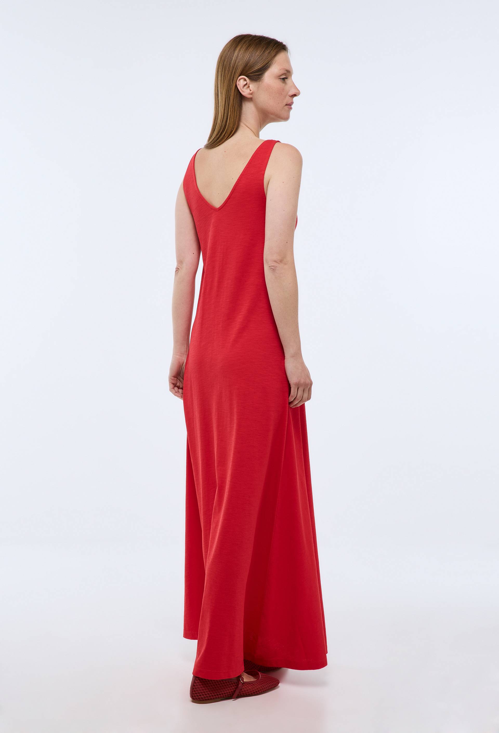 Robe longue unie en coton BIO GOTS, Rouge, large image number 1.0