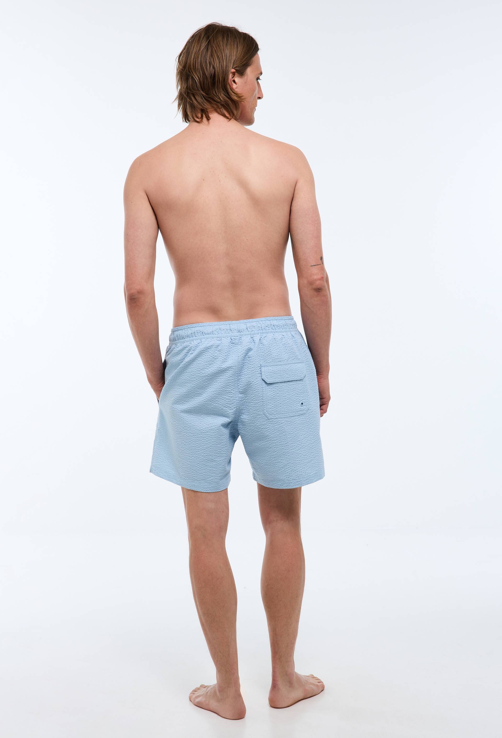 Short de bain seersucker uni, Bleu clair, large image number 1