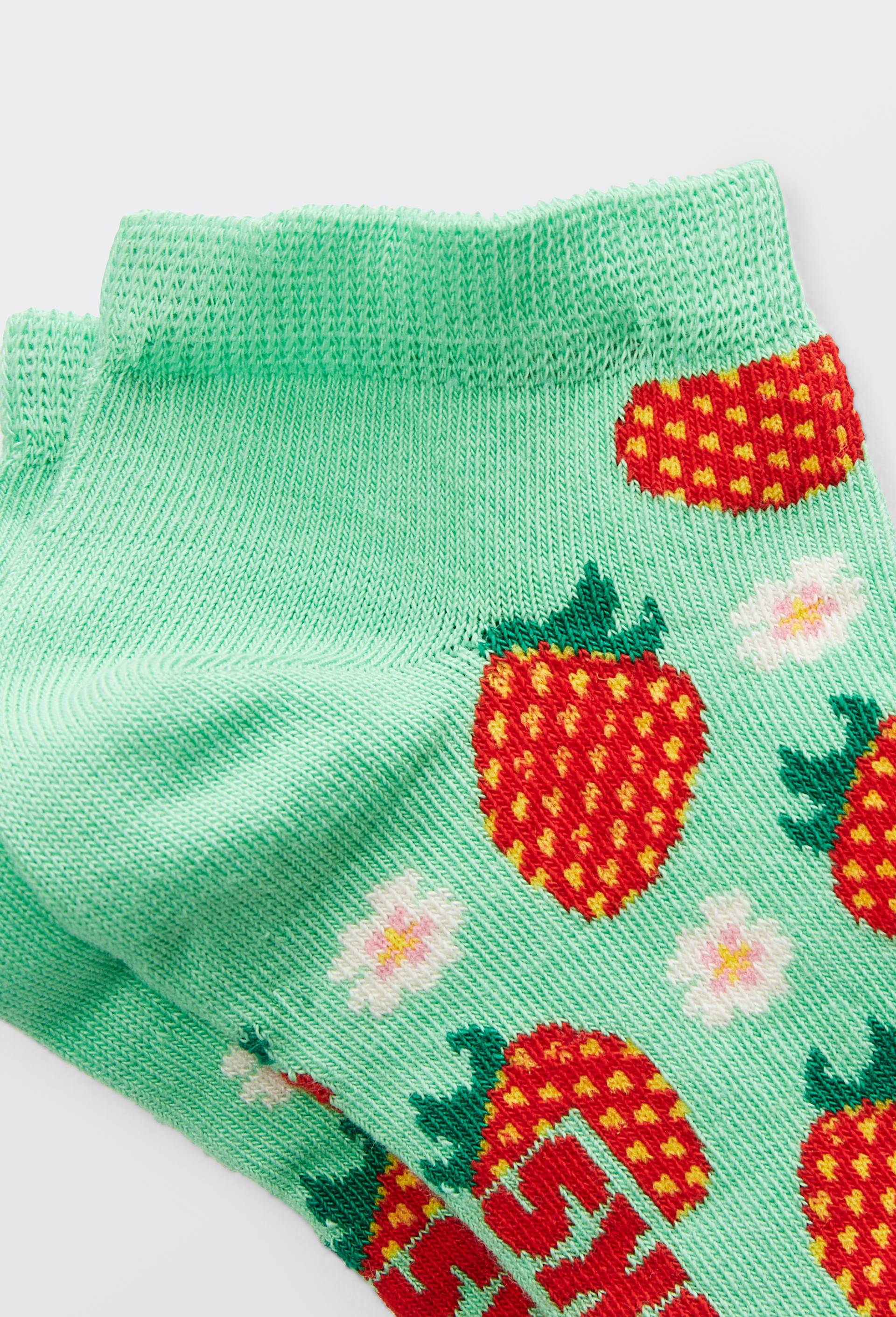 Paire de mini-socquettes fantaisie en coton HAPPY SOCKS, Vert clair, large image number 1