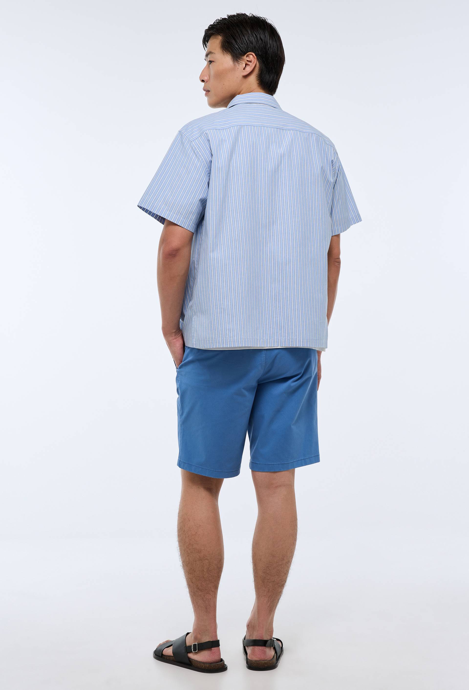Bermuda straight en coton GOTS, Bleu, large image number 1.0