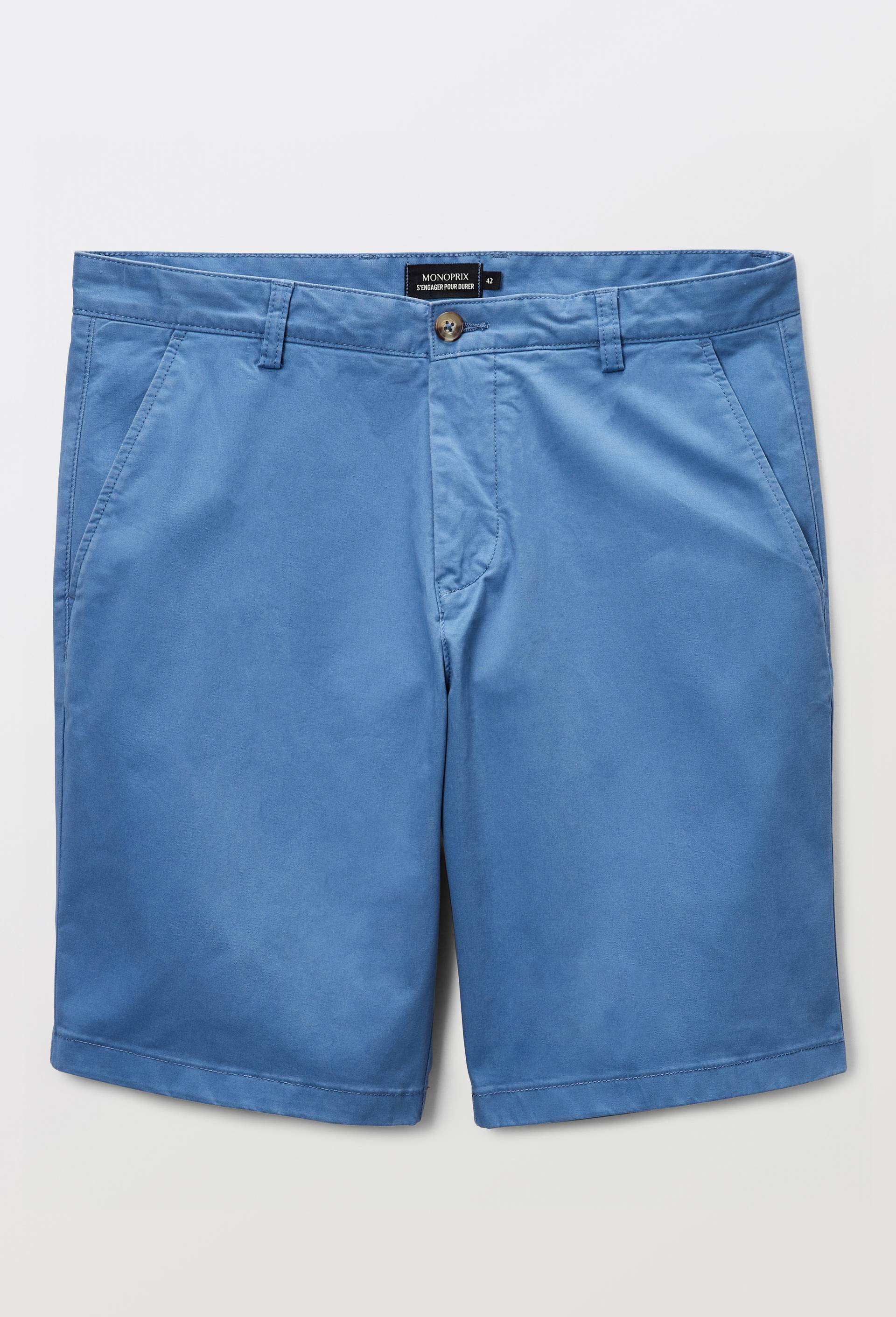 Bermuda straight en coton GOTS, Bleu, large image number 2