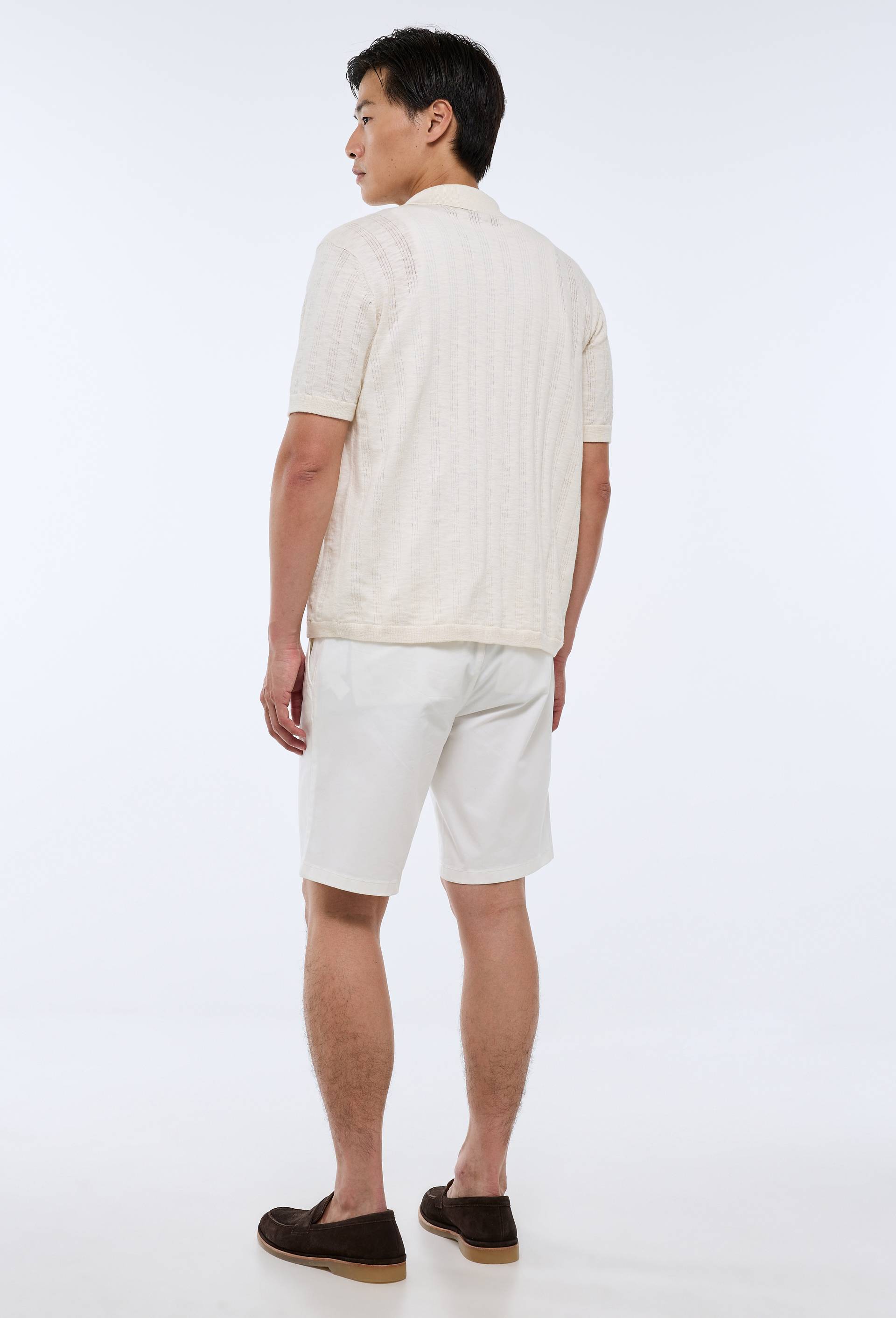 Bermuda straight en coton GOTS, Ecru, large image number 1