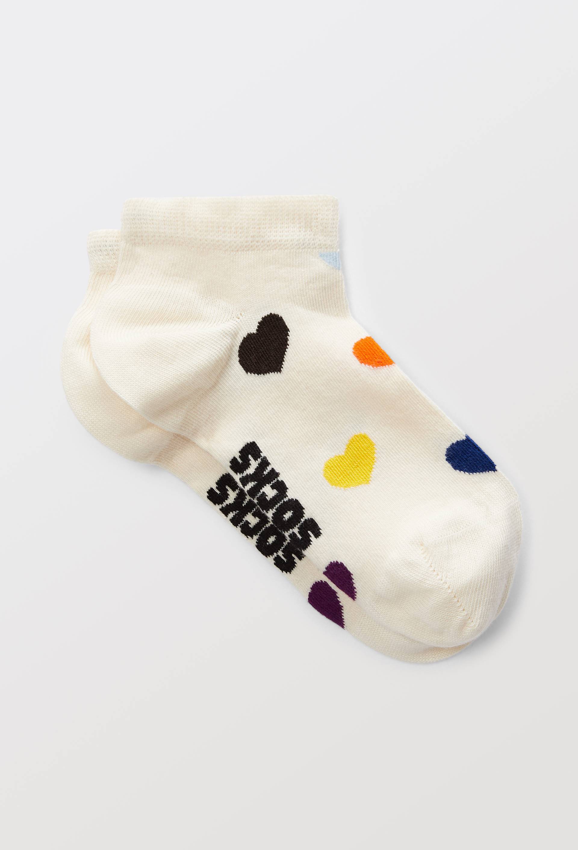 Paire de mini-socquettes fantaisie en coton HAPPY SOCKS, Ecru, large image number 0
