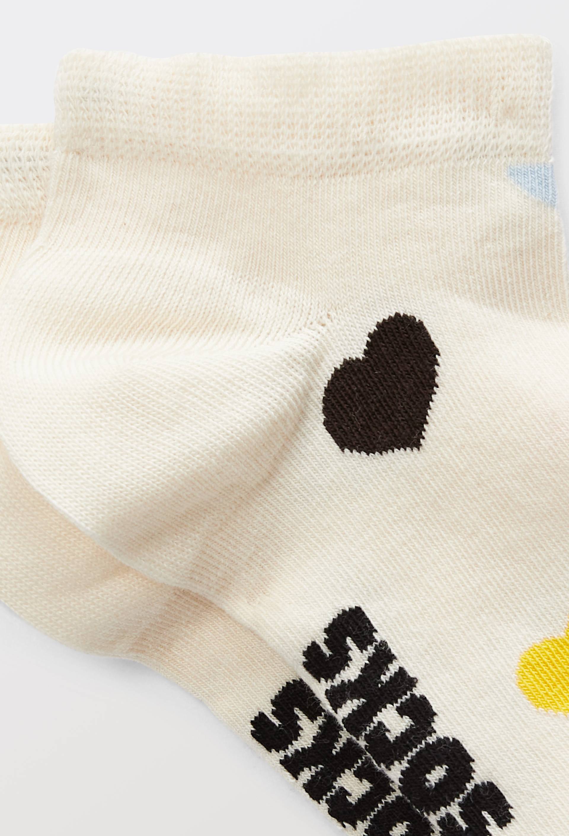 Paire de mini-socquettes fantaisie en coton HAPPY SOCKS, Ecru, large image number 1