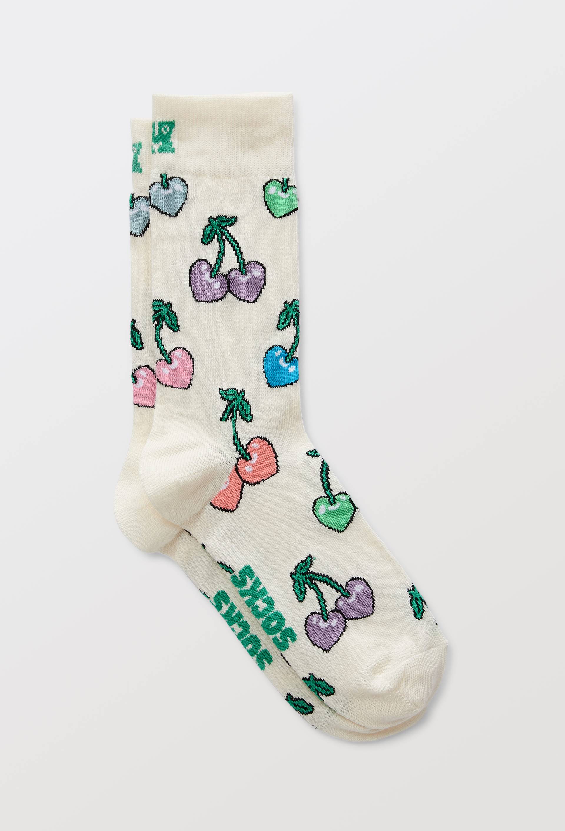 Paire de chaussettes fantaisie en coton HAPPY SOCKS, Ecru, large image number 0
