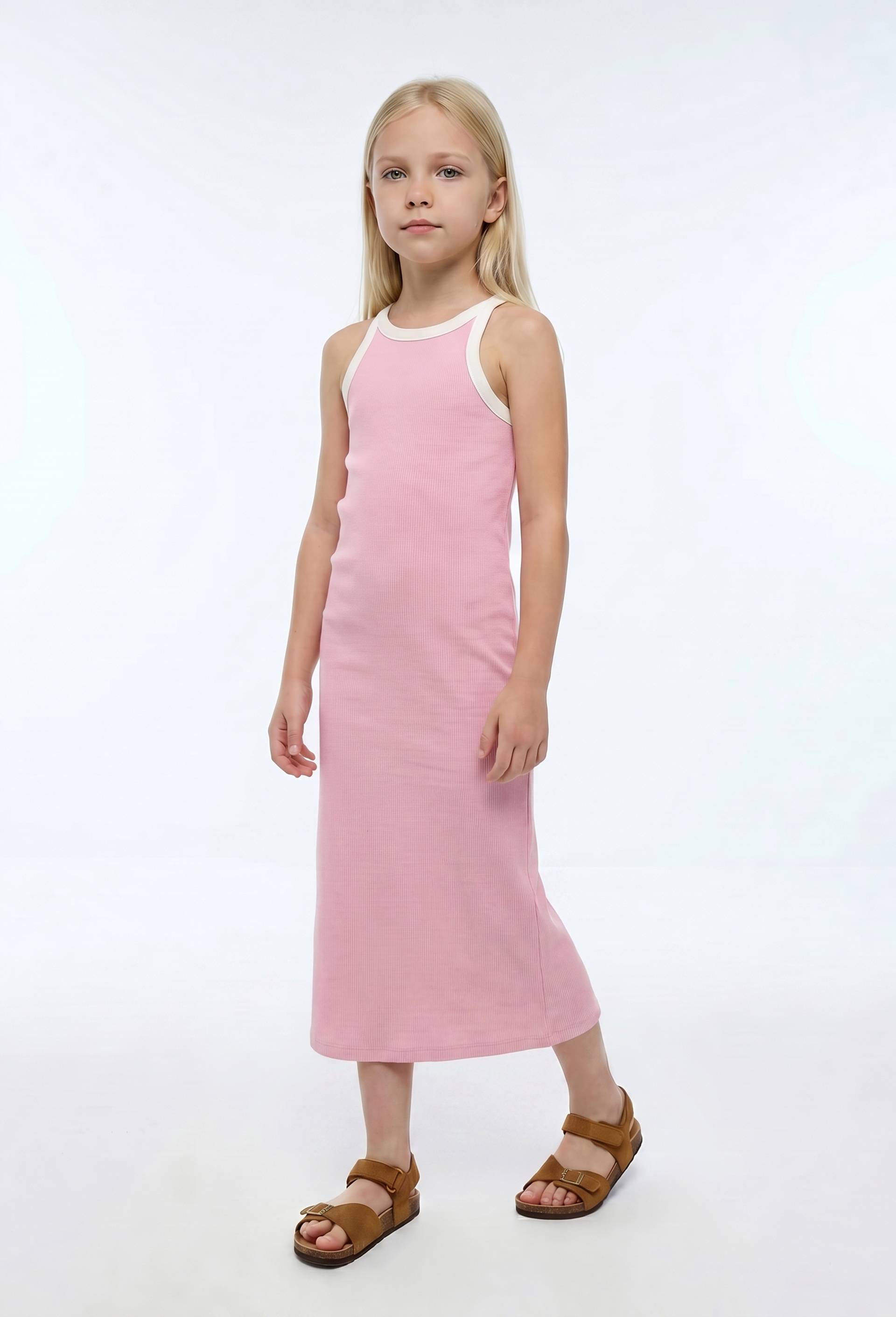 Robe longue en maille, Rose, large image number 0