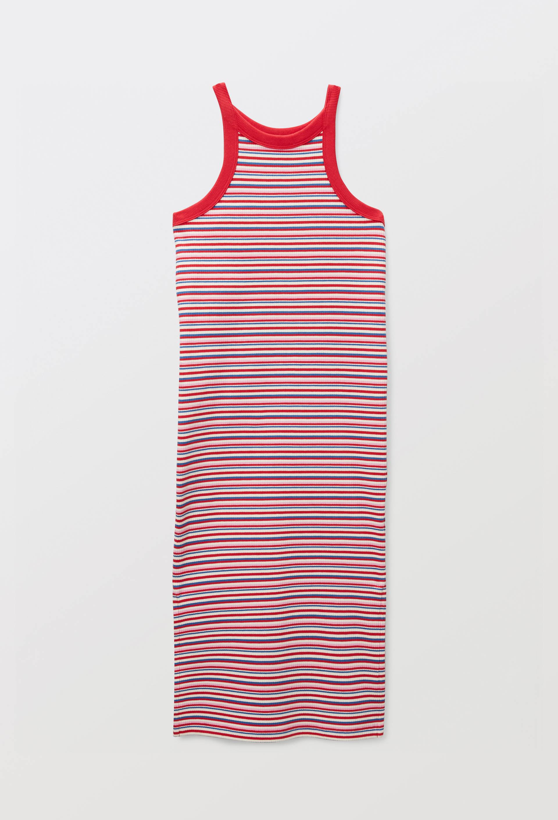 Robe longue ray&eacute;e en maille, Rouge, large image number 1