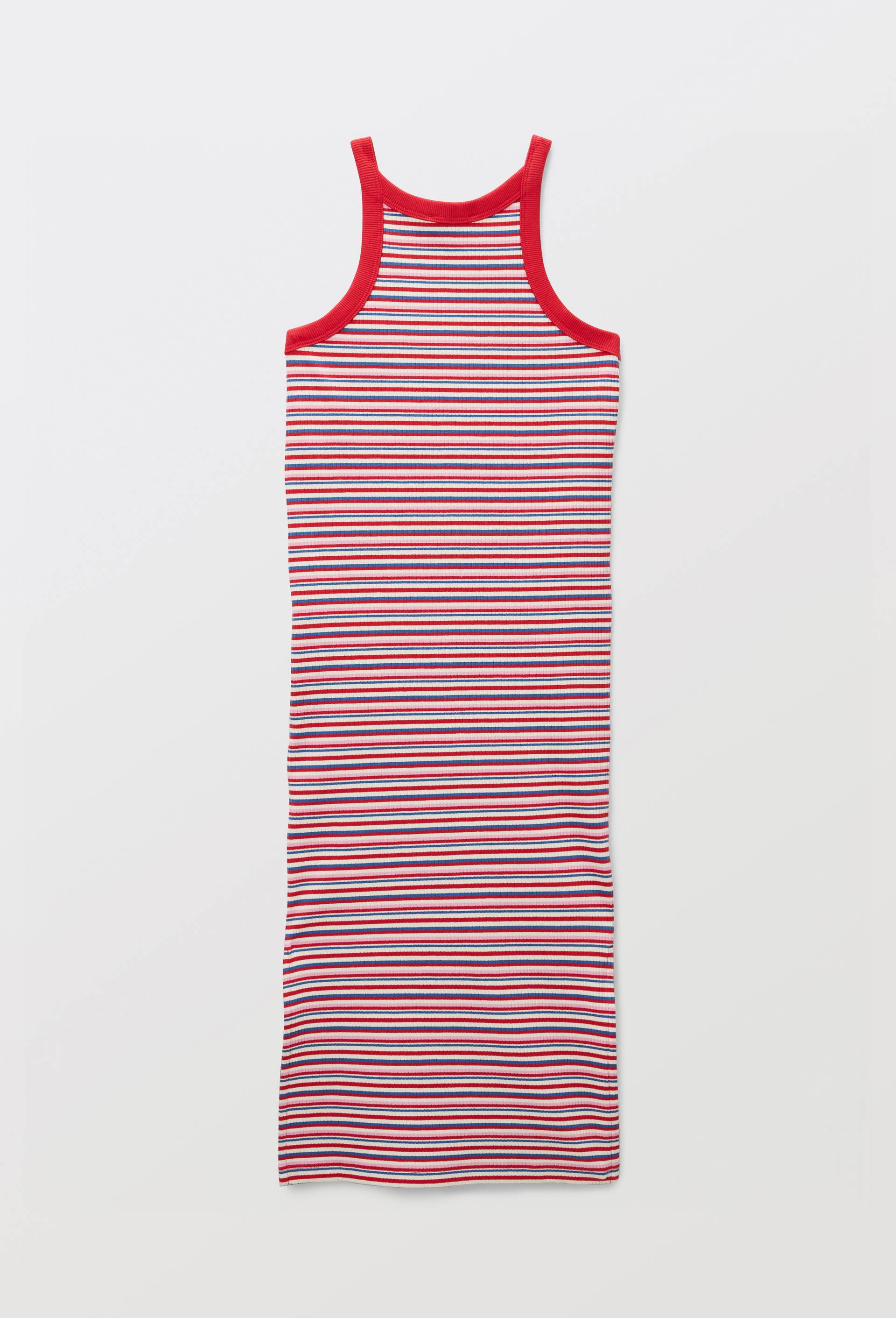 Robe longue ray&eacute;e en maille, Rouge, large image number 2.0
