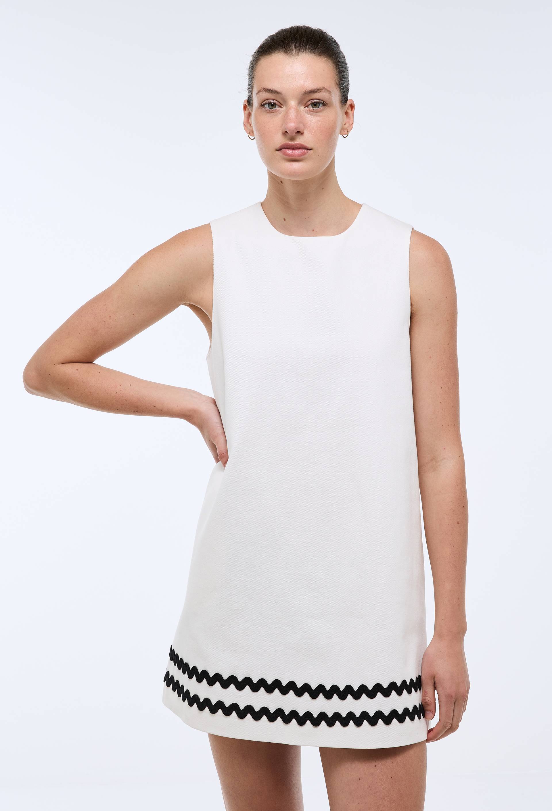 Robe courte unie en coton BIO GOTS, Ecru, swatch image