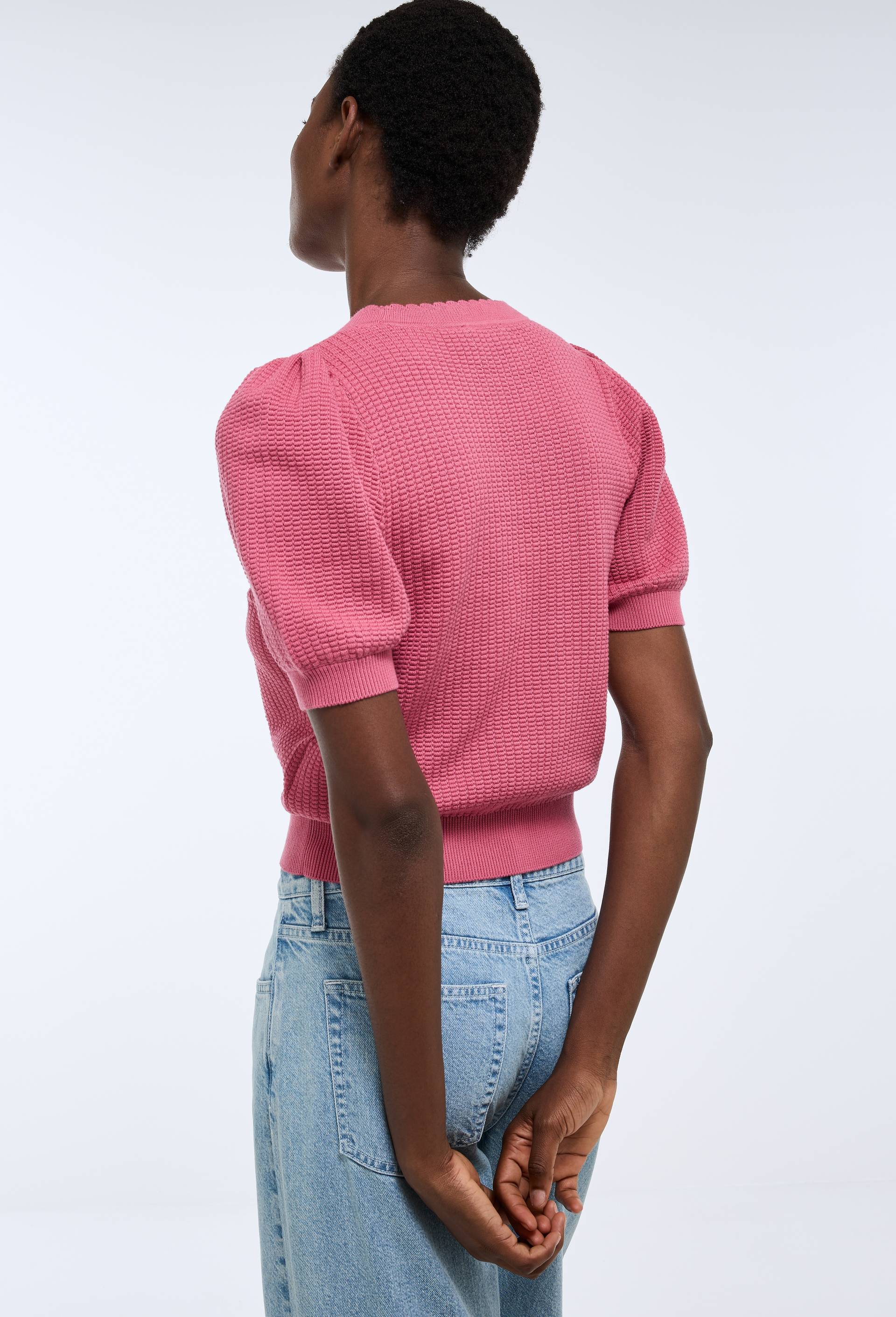 Pull manches courtes uni, Rose, large image number 1