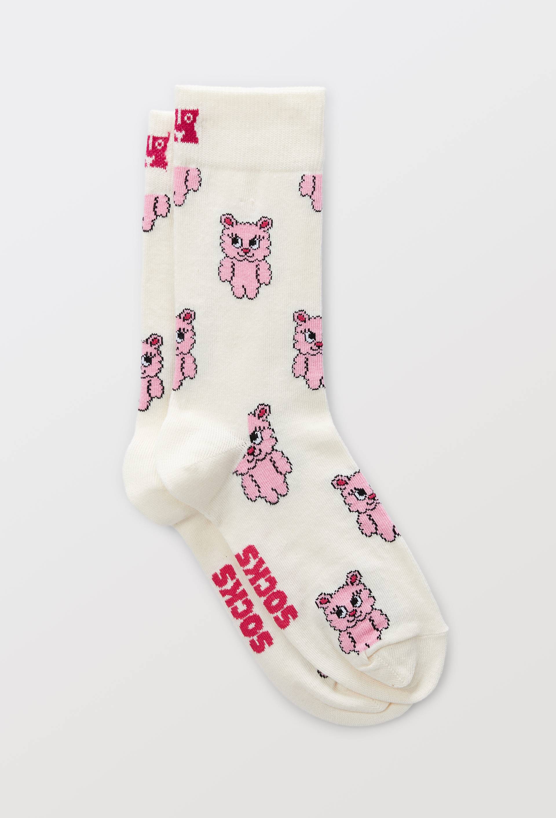 Paire de chaussettes fantaisie en coton HAPPY SOCKS, Ecru, large image number 0